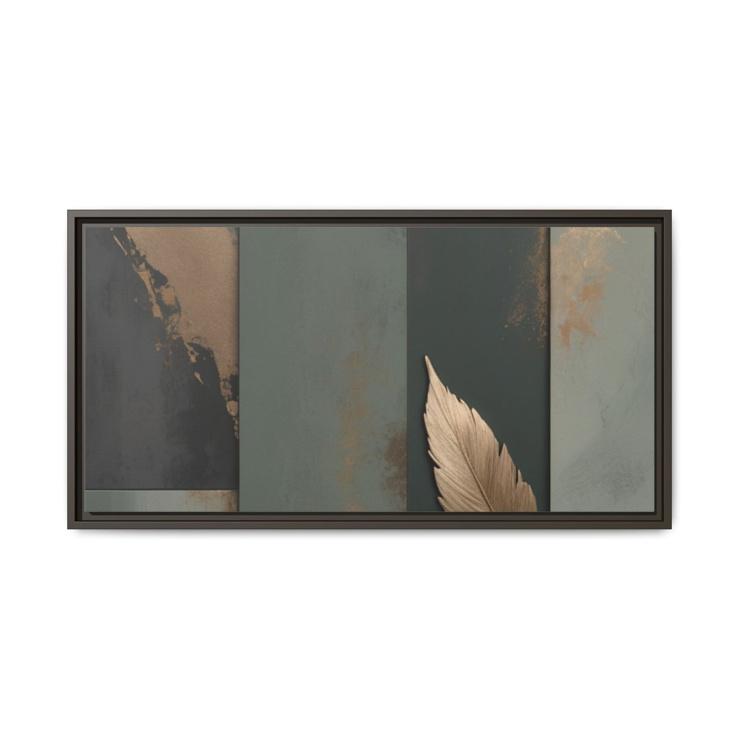 Elegant Framed Matte Canvas Wall Art - Multi-Color Leaf Design