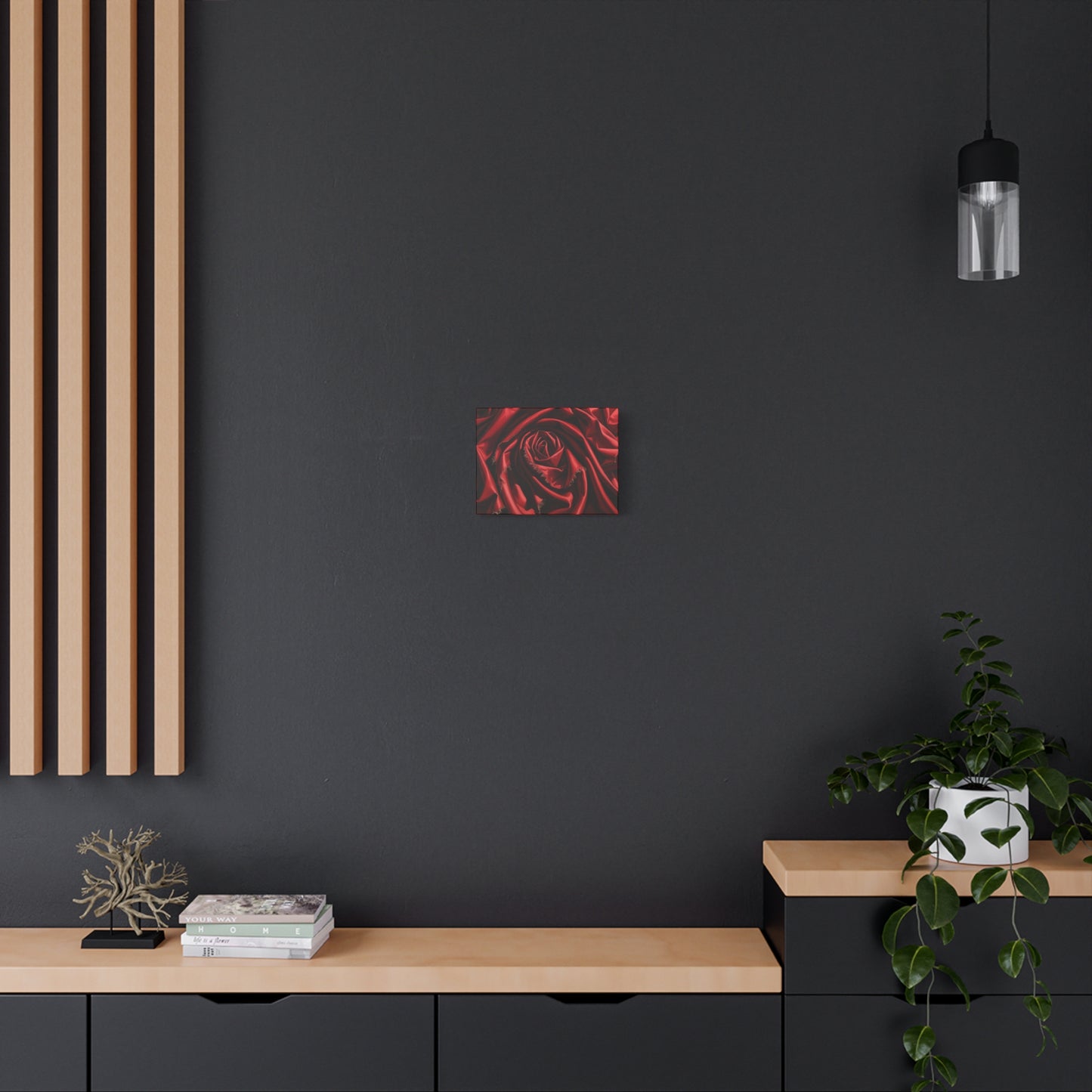 Elegant Red Rose Canvas Wall Art - Stretched Matte Decoration