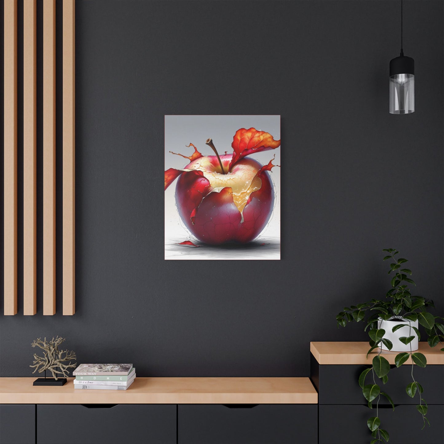 Cracked Red Apple Canvas Art – Vibrant Wall Decor for Modern Homes