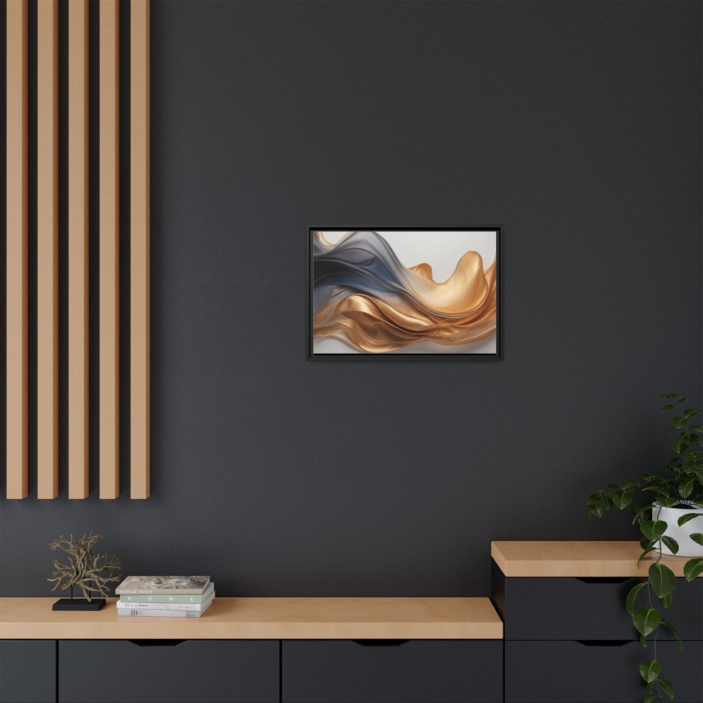 Abstract Matte Canvas Art Print - Framed Multi-color Wall Decor