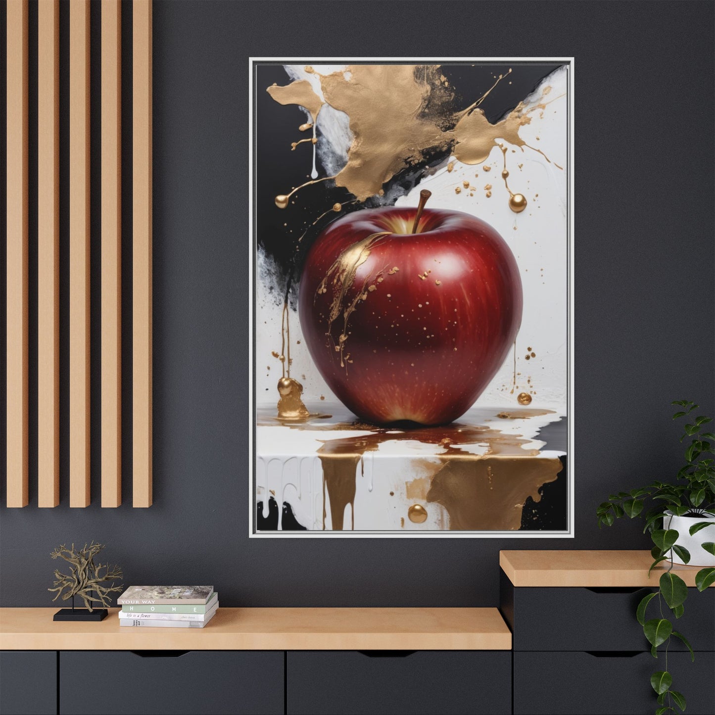 Elegant Apple Art Print - Multi-color Framed Canvas
