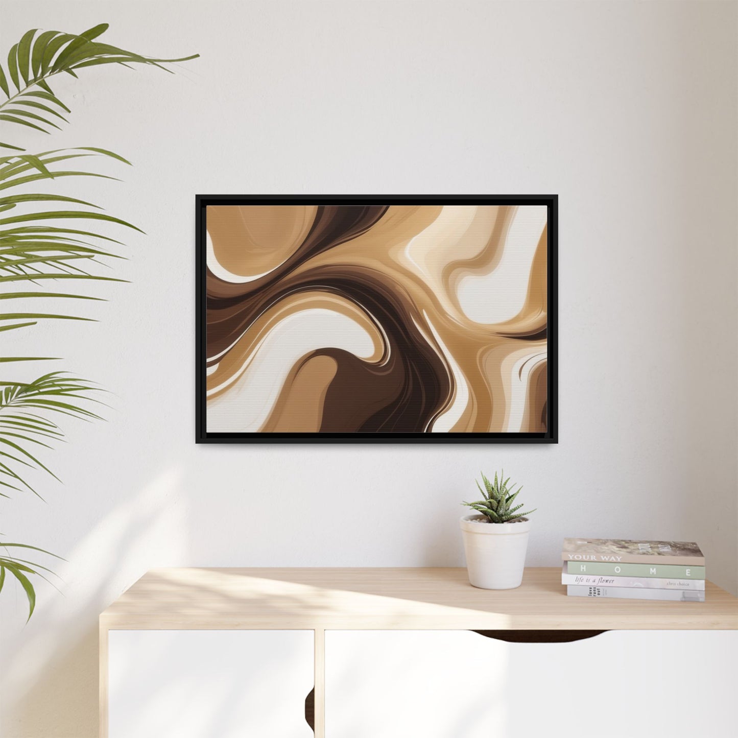 Abstract Wave Framed Canvas Art - Multi-Color Home Decor