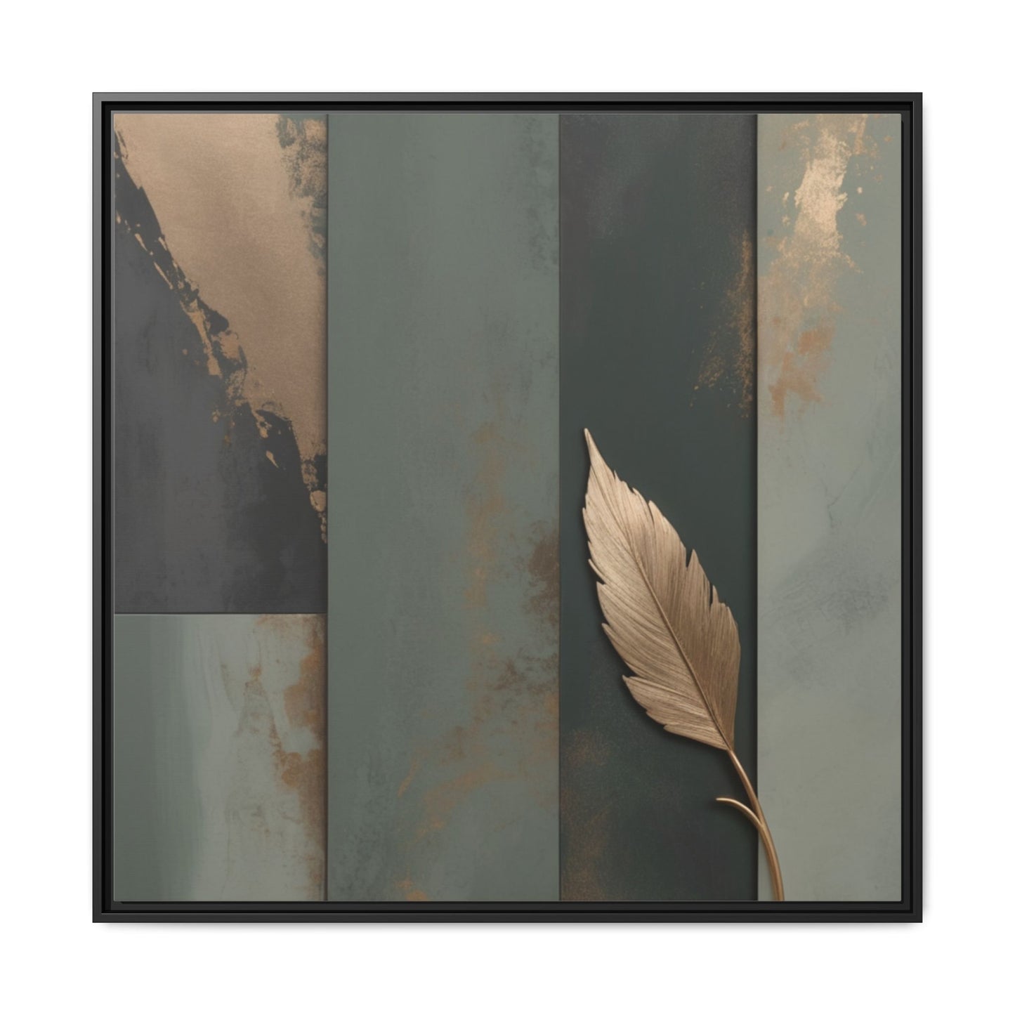 Elegant Framed Matte Canvas Wall Art - Multi-Color Leaf Design