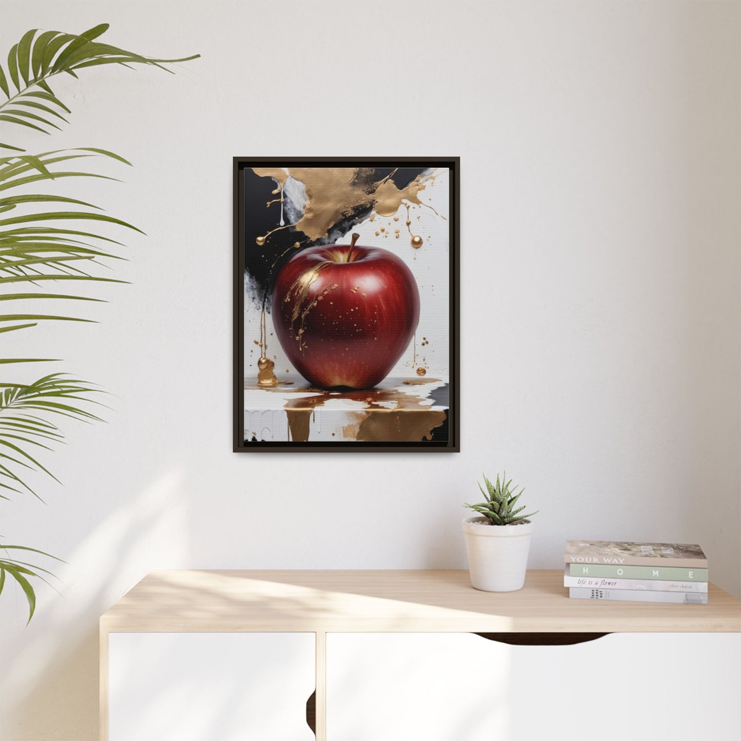 Elegant Apple Art Print - Multi-color Framed Canvas