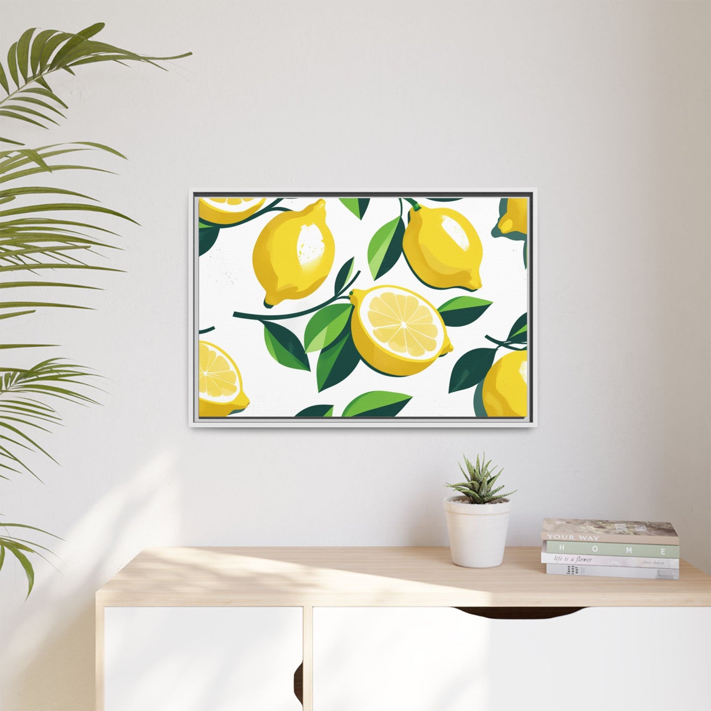 Lemon-Themed Framed Canvas Wall Art - Bright and Fresh Decor