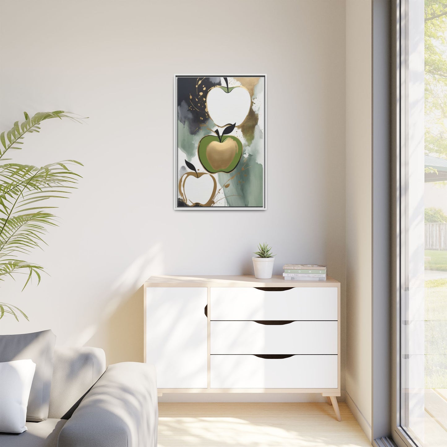 Modern Abstract Apple Canvas Art Print - Colorful Framed Wall Decor