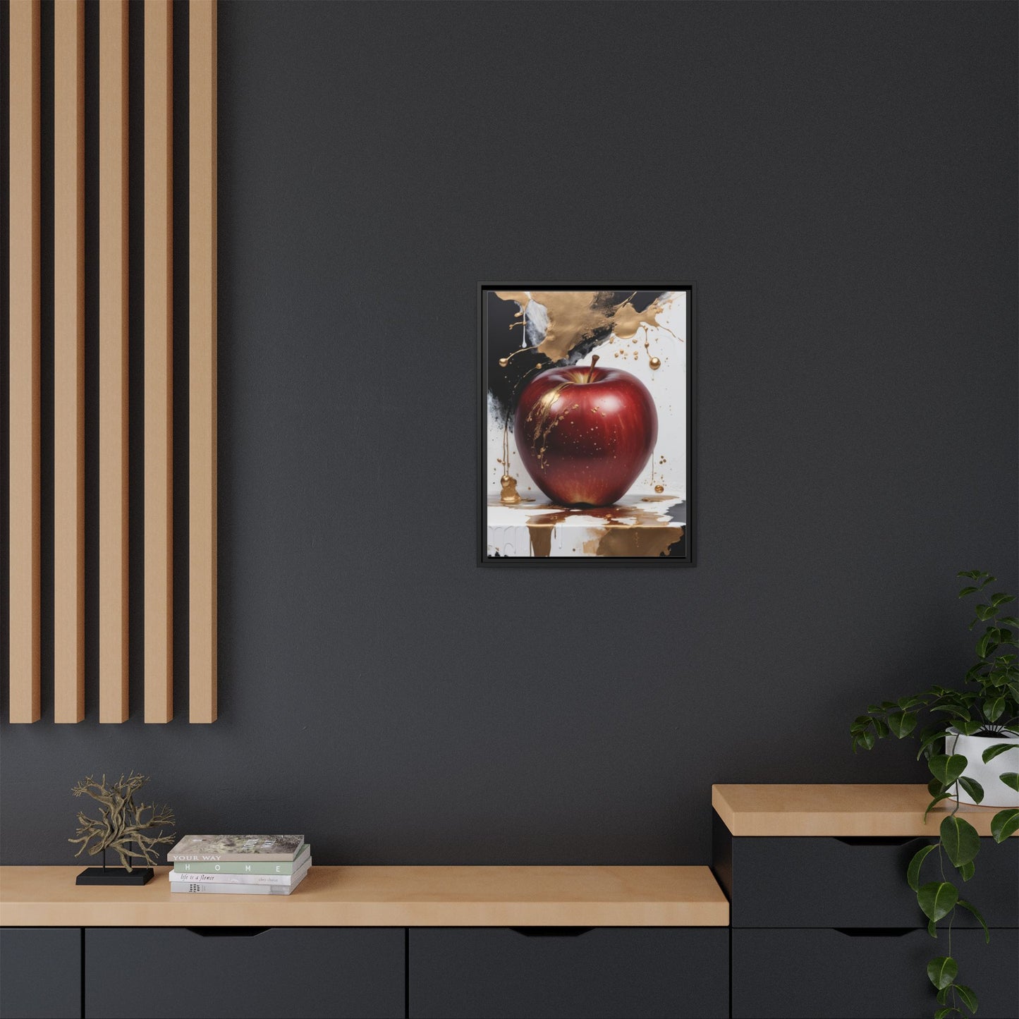 Elegant Apple Art Print - Multi-color Framed Canvas