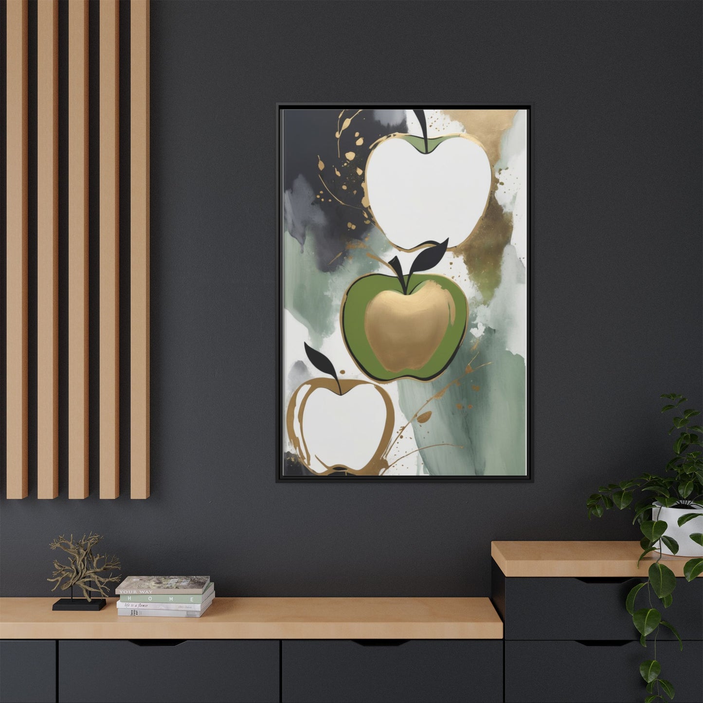 Modern Abstract Apple Canvas Art Print - Colorful Framed Wall Decor