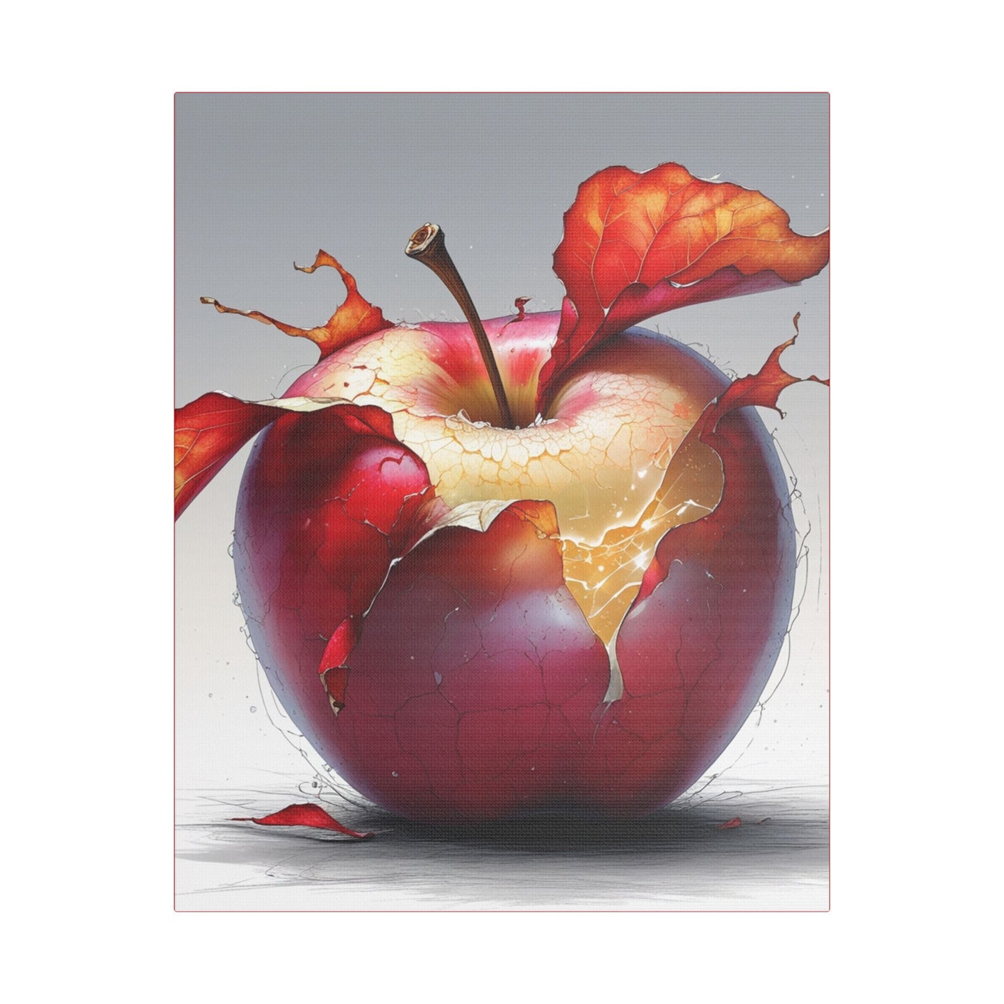 Cracked Red Apple Canvas Art – Vibrant Wall Decor for Modern Homes
