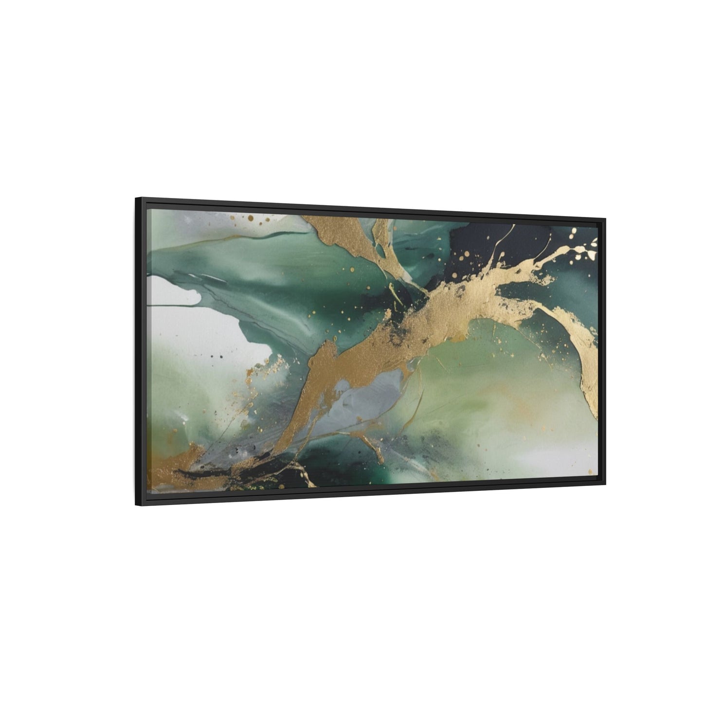Elegant Abstract Framed Canvas Wall Art - Multi-Color Gold Accents