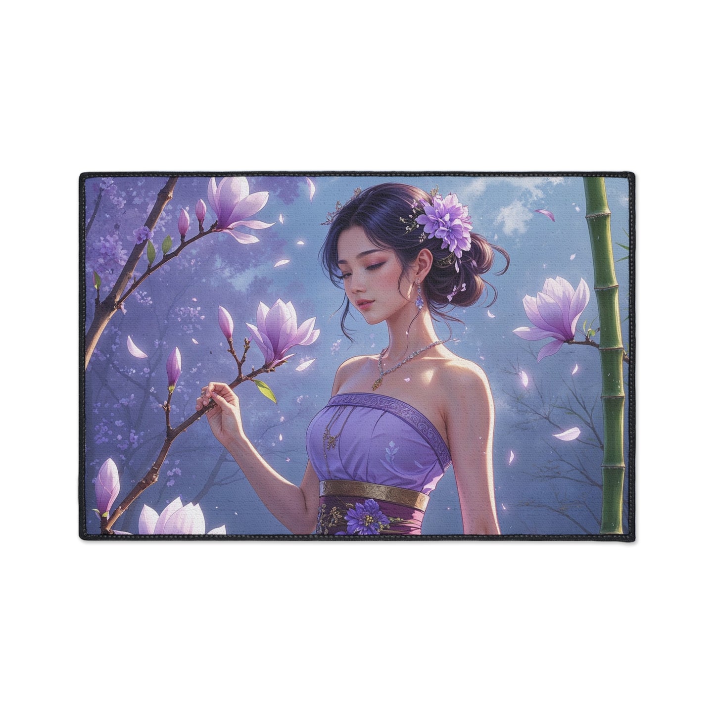 Elegant Floral Heavy Duty Floor Mat – Serenity in Design