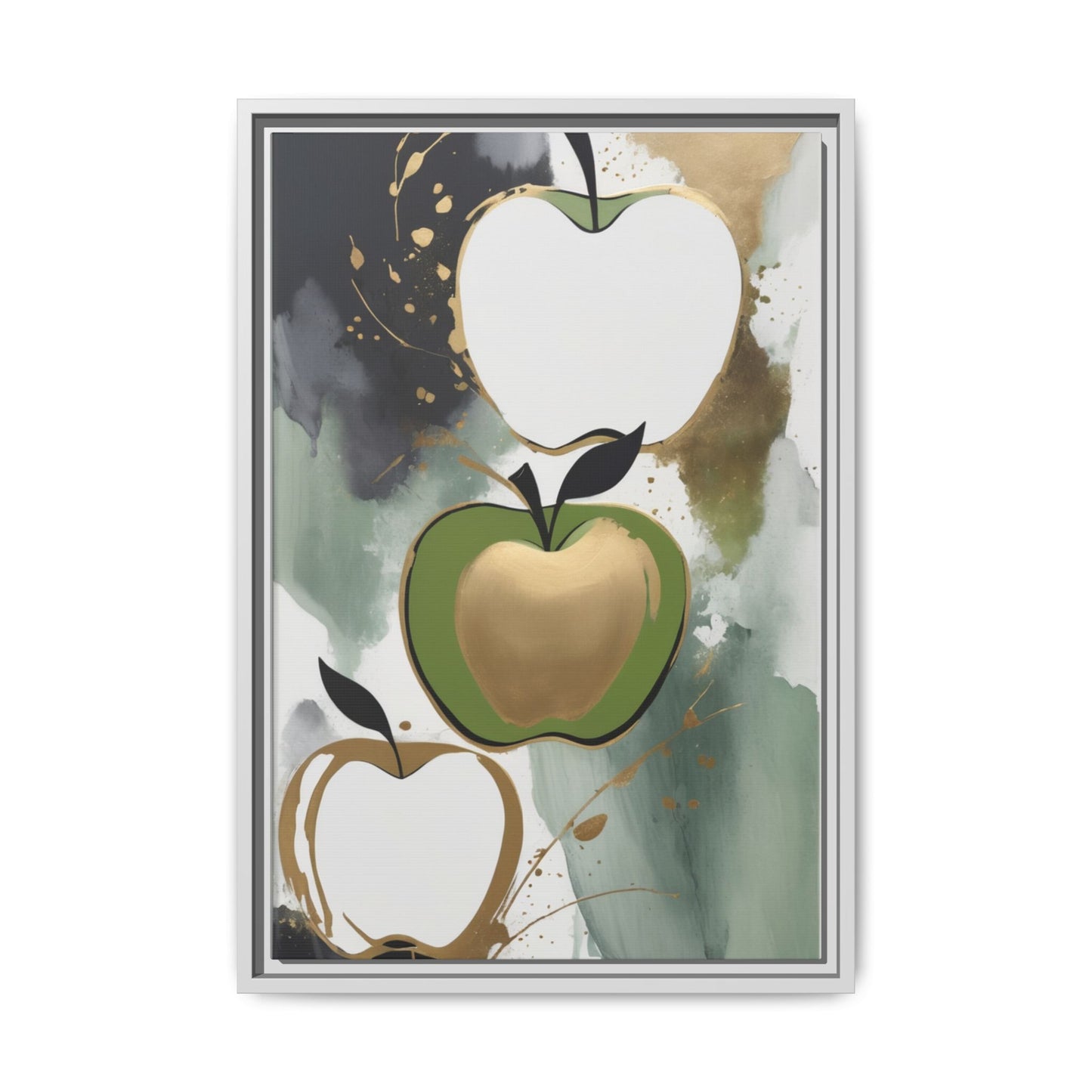 Modern Abstract Apple Canvas Art Print - Colorful Framed Wall Decor