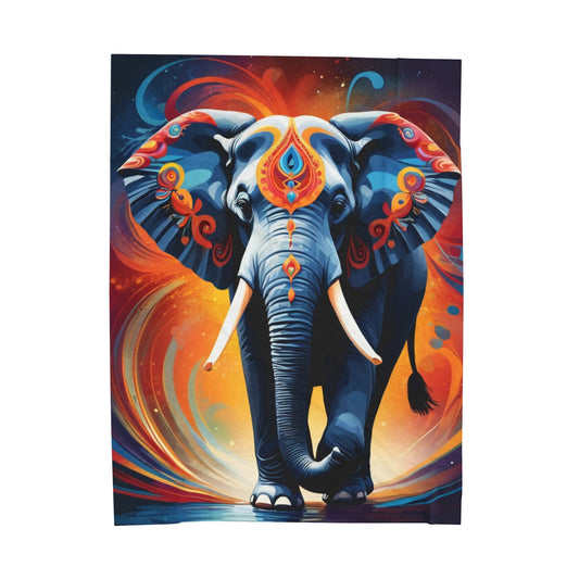 Colorful Elephant Velveteen Plush Blanket - Perfect for Home Decor and Cozy Nights