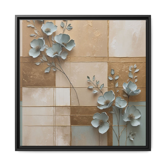Elegant Floral Wall Art - Framed Matte Canvas Decor