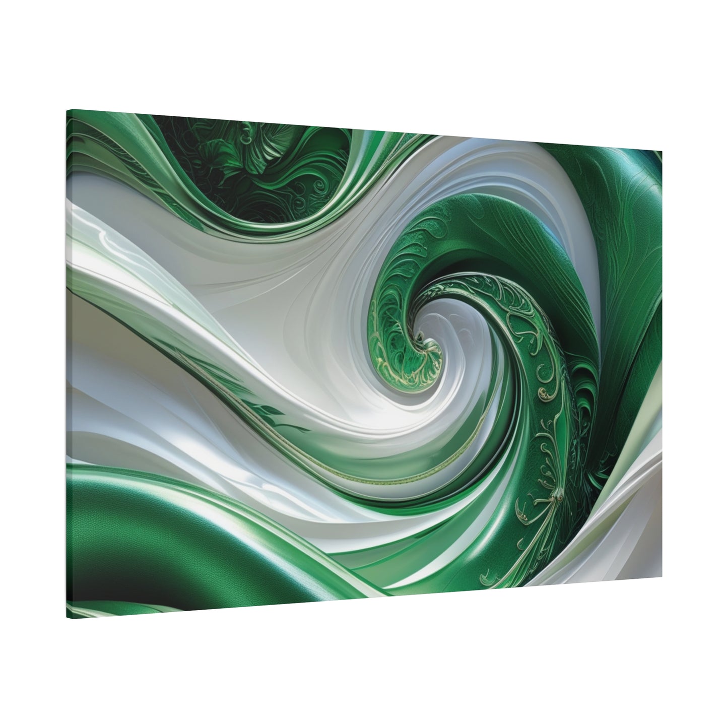 Abstract Green Swirl Canvas Wall Art - Contemporary Home Decor