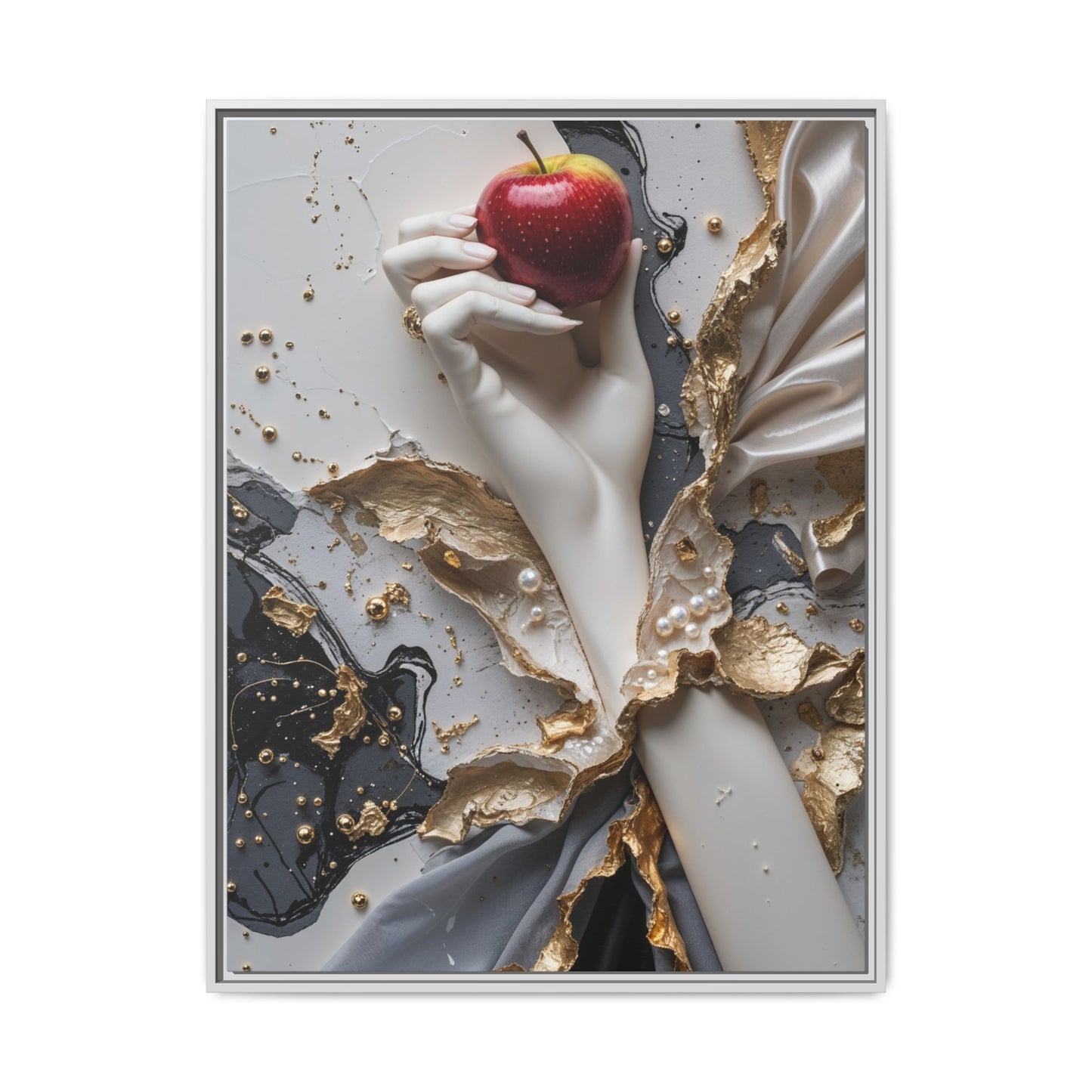 Elegant Framed Canvas Art - Modern Abstract Design with Apple