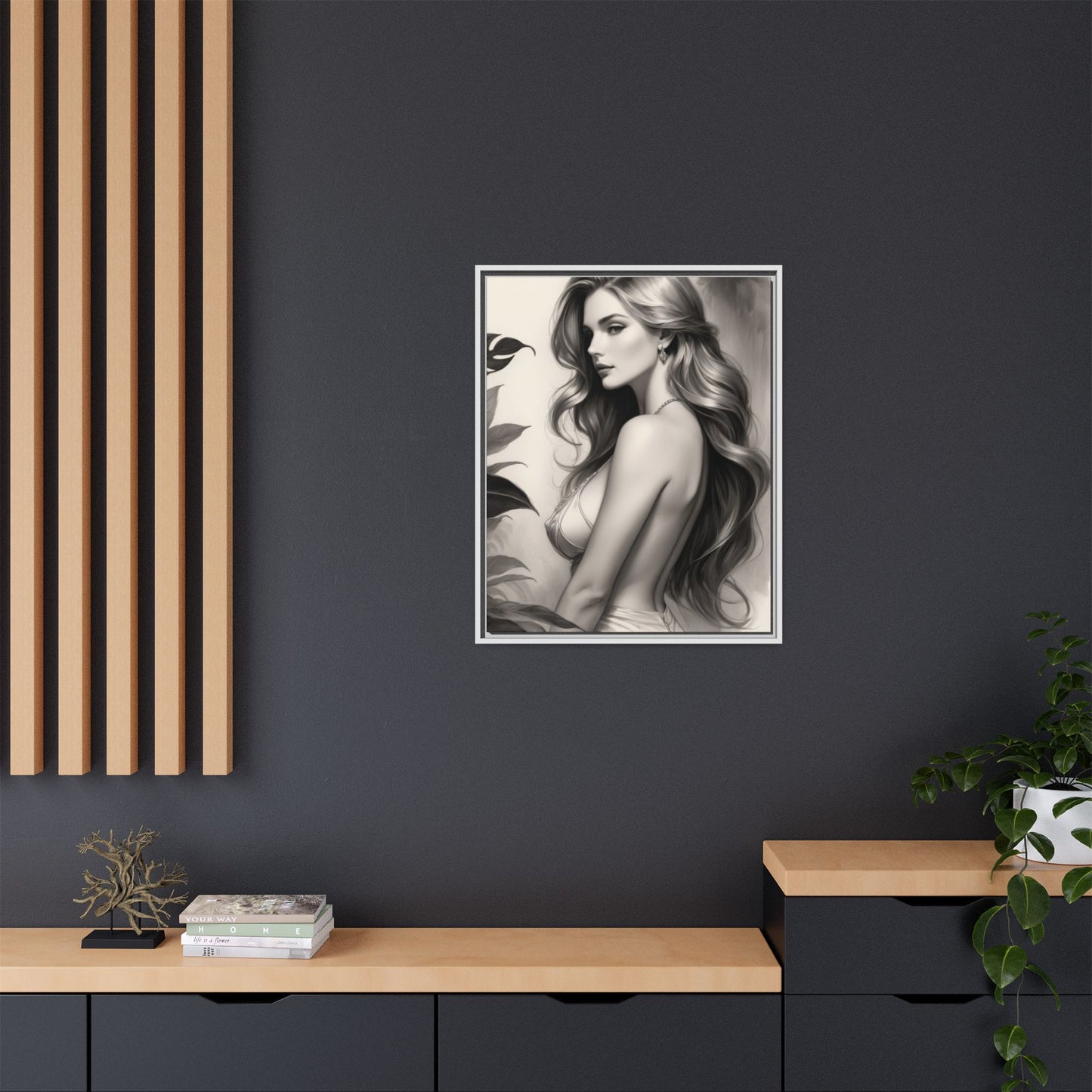 Elegant Matte Framed Art Print - Stylish Woman Portrait