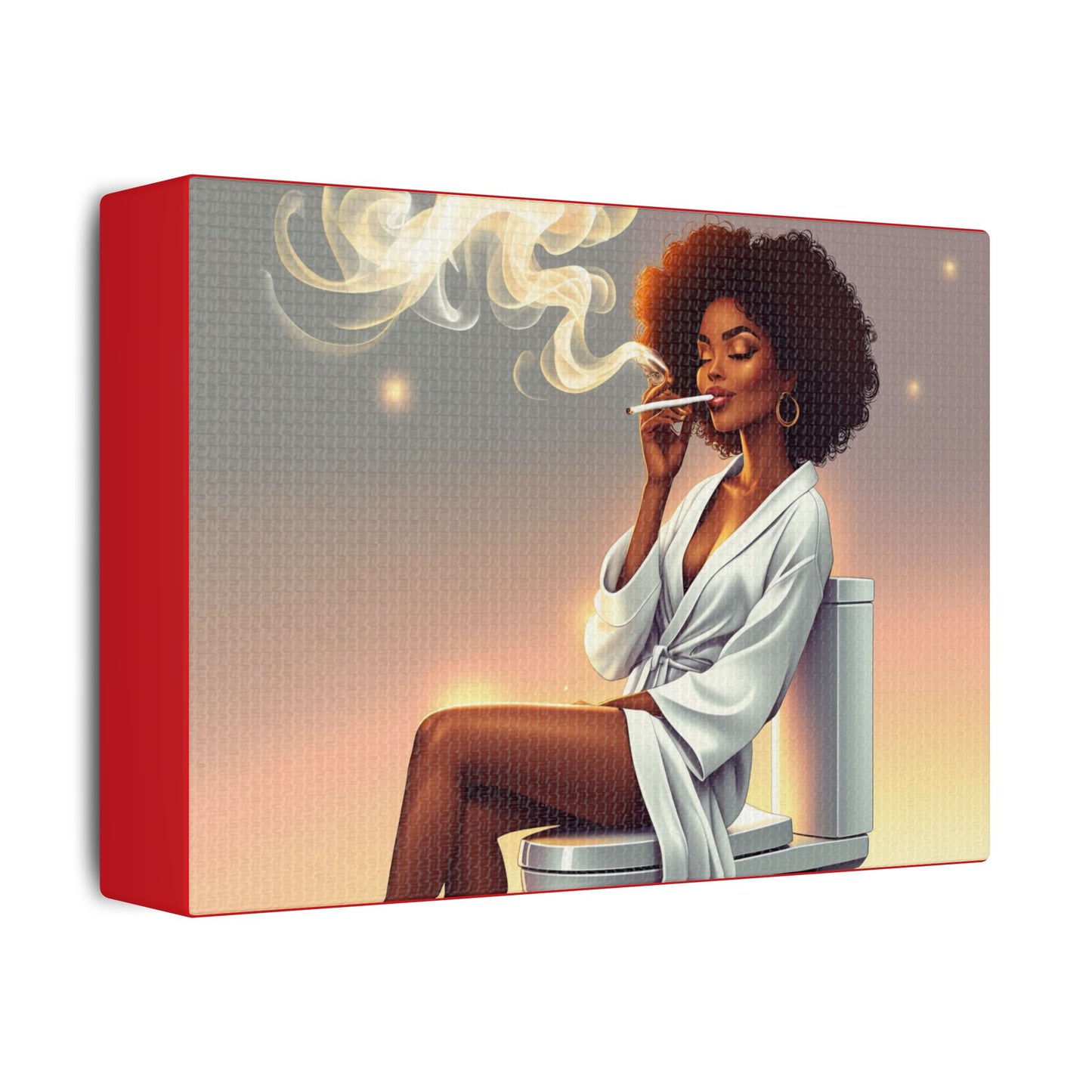 Contemporary Satin Canvas Wall Art - Stylish Leisure Scene with Female Figure