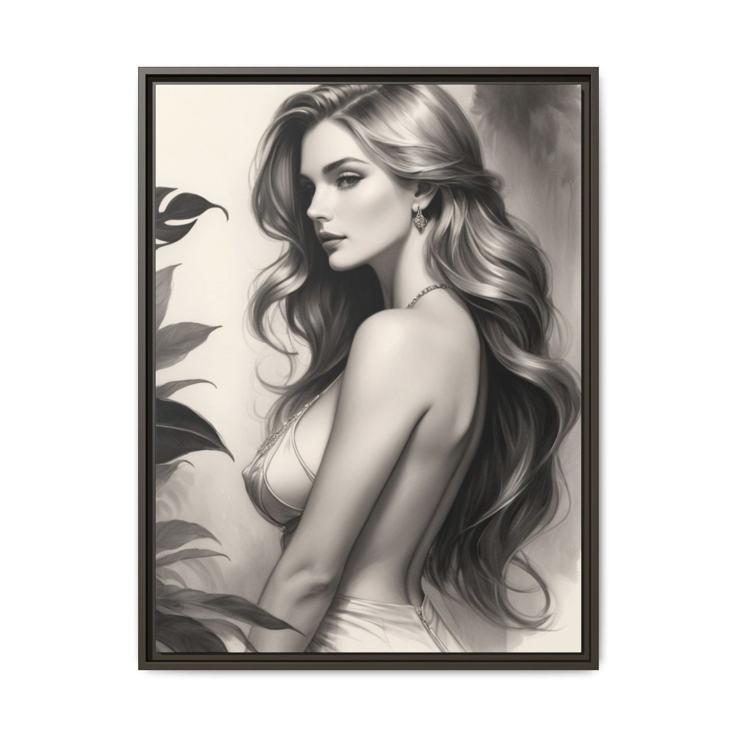 Elegant Matte Framed Art Print - Stylish Woman Portrait