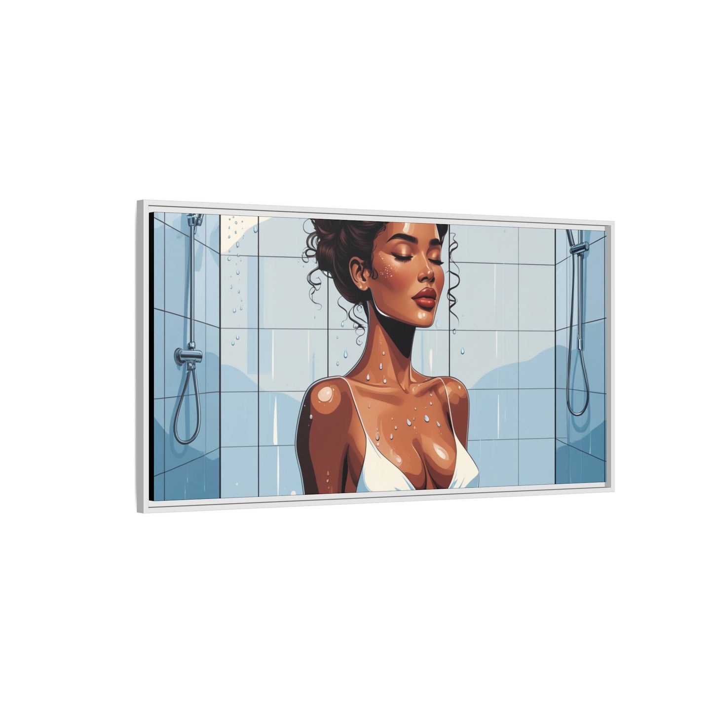 Serene Bathing Woman Canvas Art - Framed Multi-Color Wall Decor