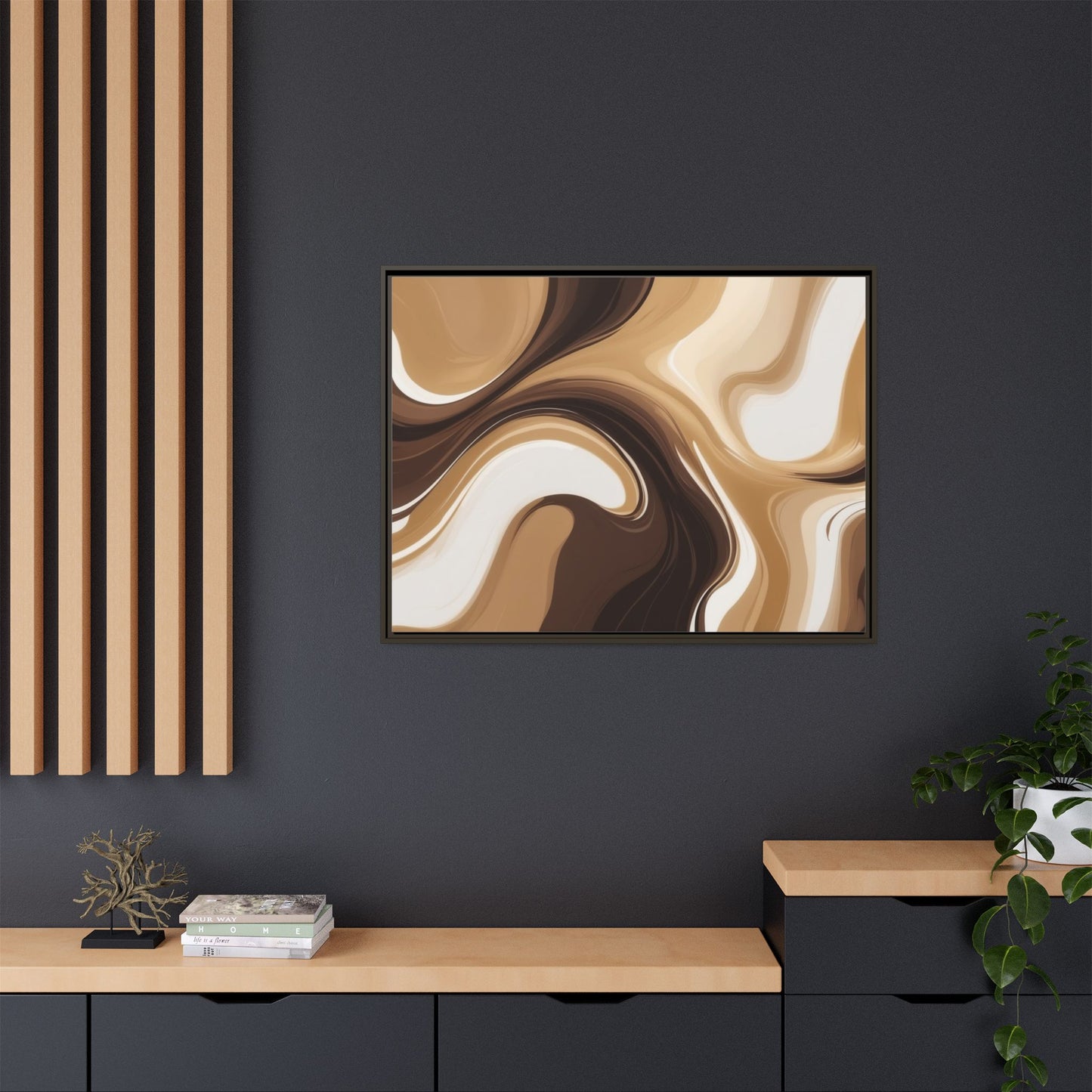 Abstract Wave Framed Canvas Art - Multi-Color Home Decor