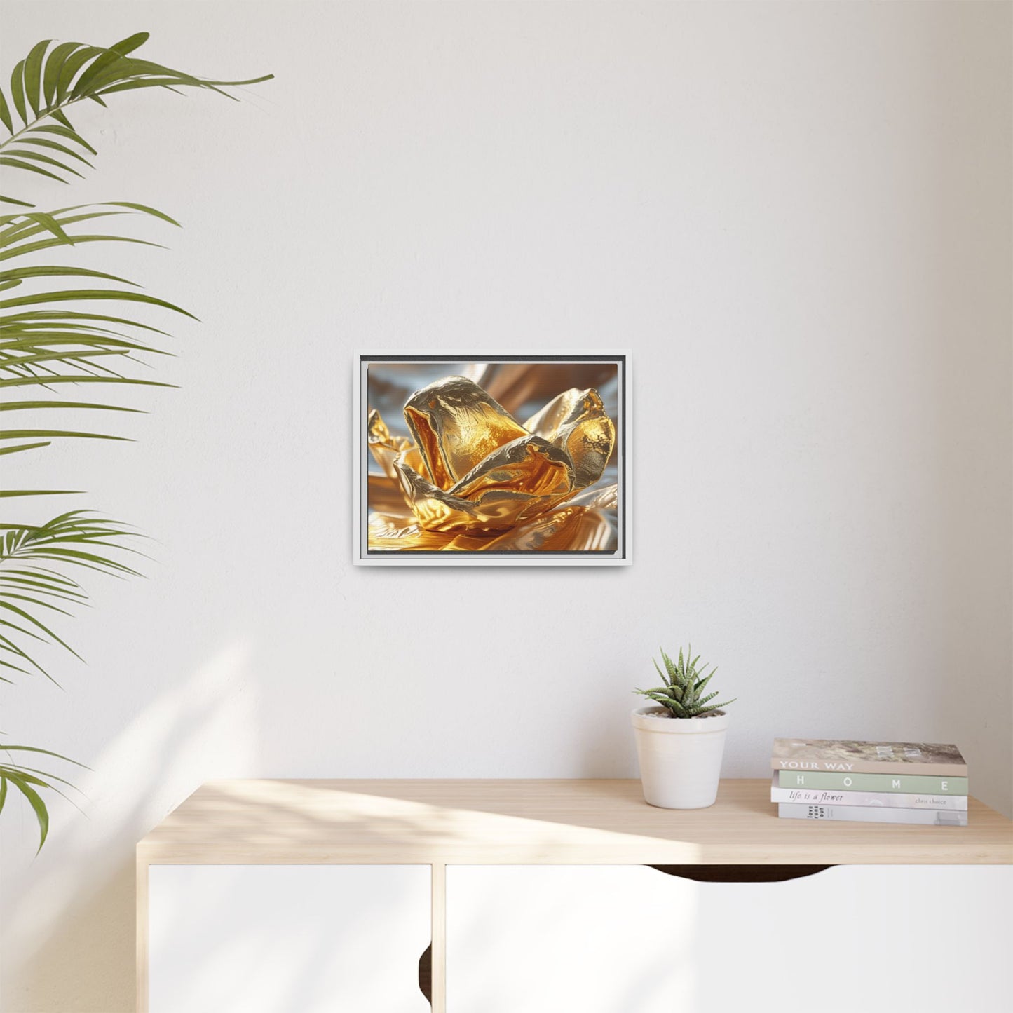Gold Foil Rose Canvas Art - Elegant Home Decor