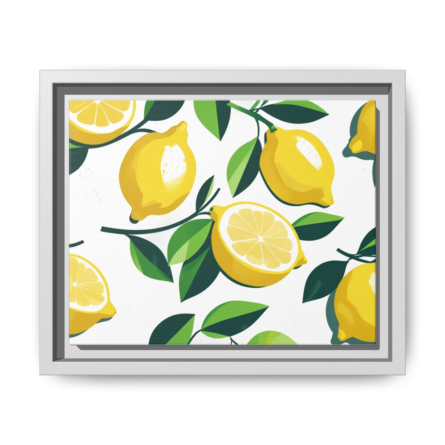 Lemon-Themed Framed Canvas Wall Art - Bright and Fresh Decor
