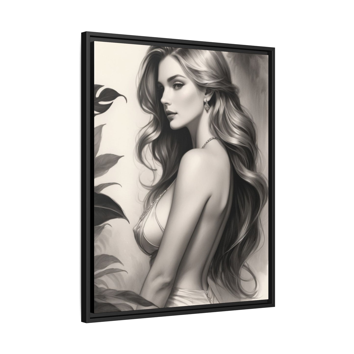 Elegant Matte Framed Art Print - Stylish Woman Portrait