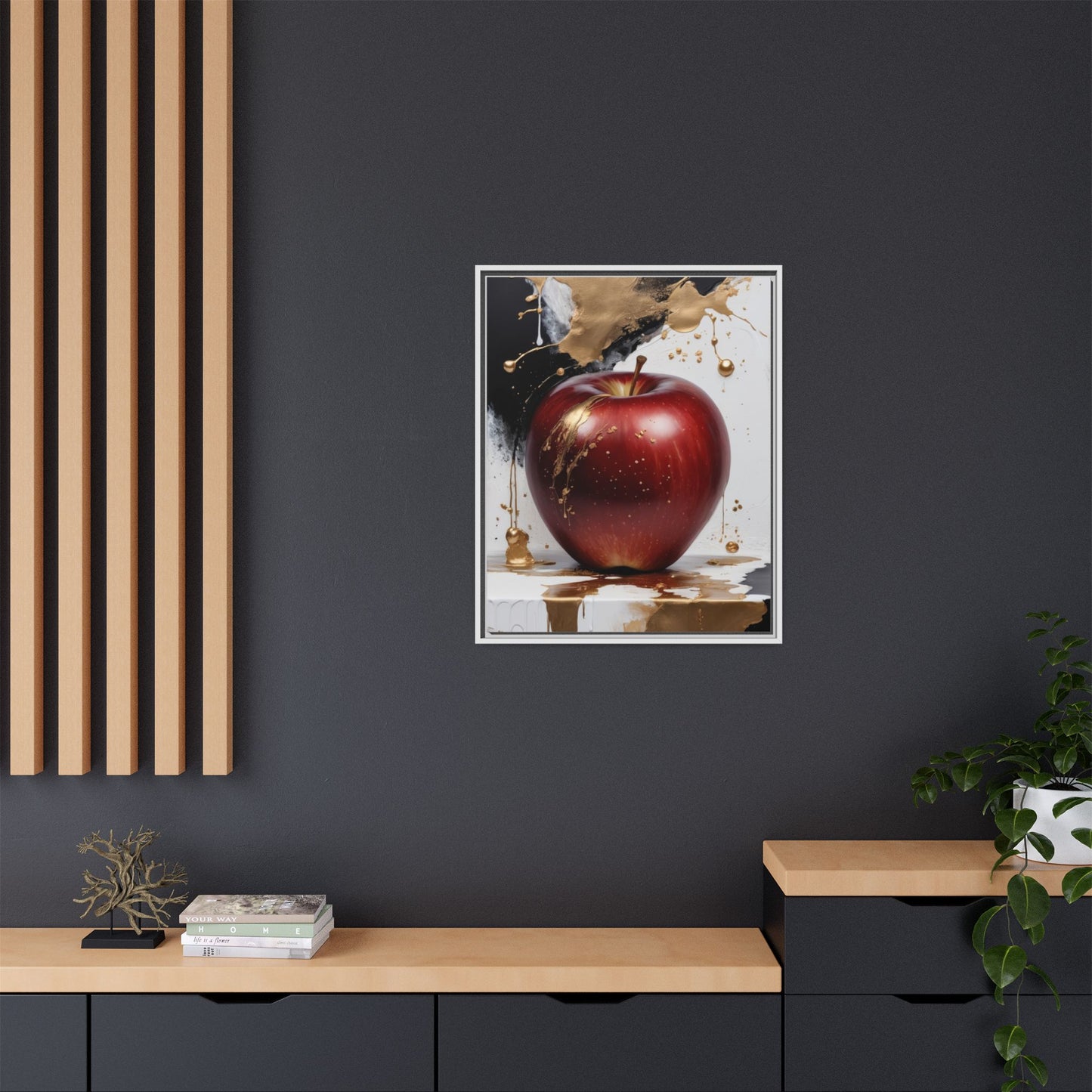 Elegant Apple Art Print - Multi-color Framed Canvas
