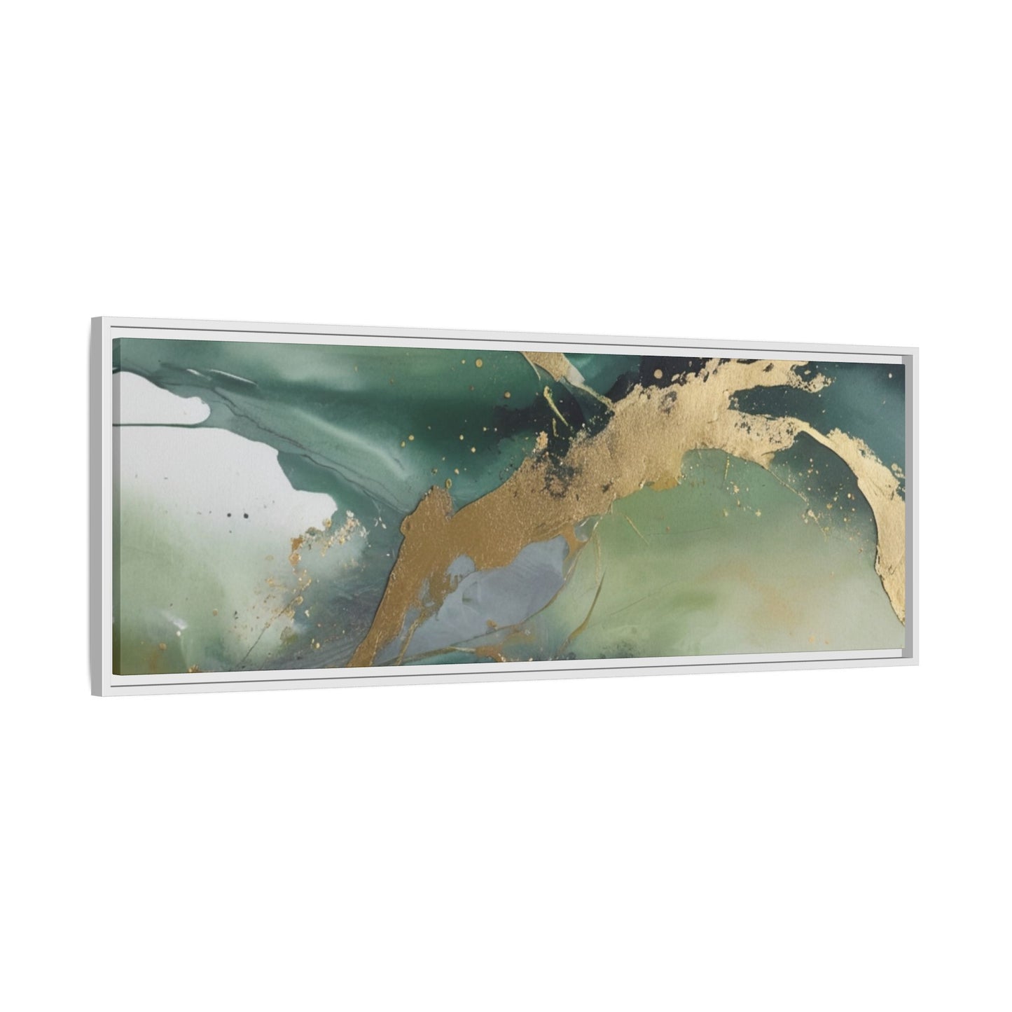 Elegant Abstract Framed Canvas Wall Art - Multi-Color Gold Accents