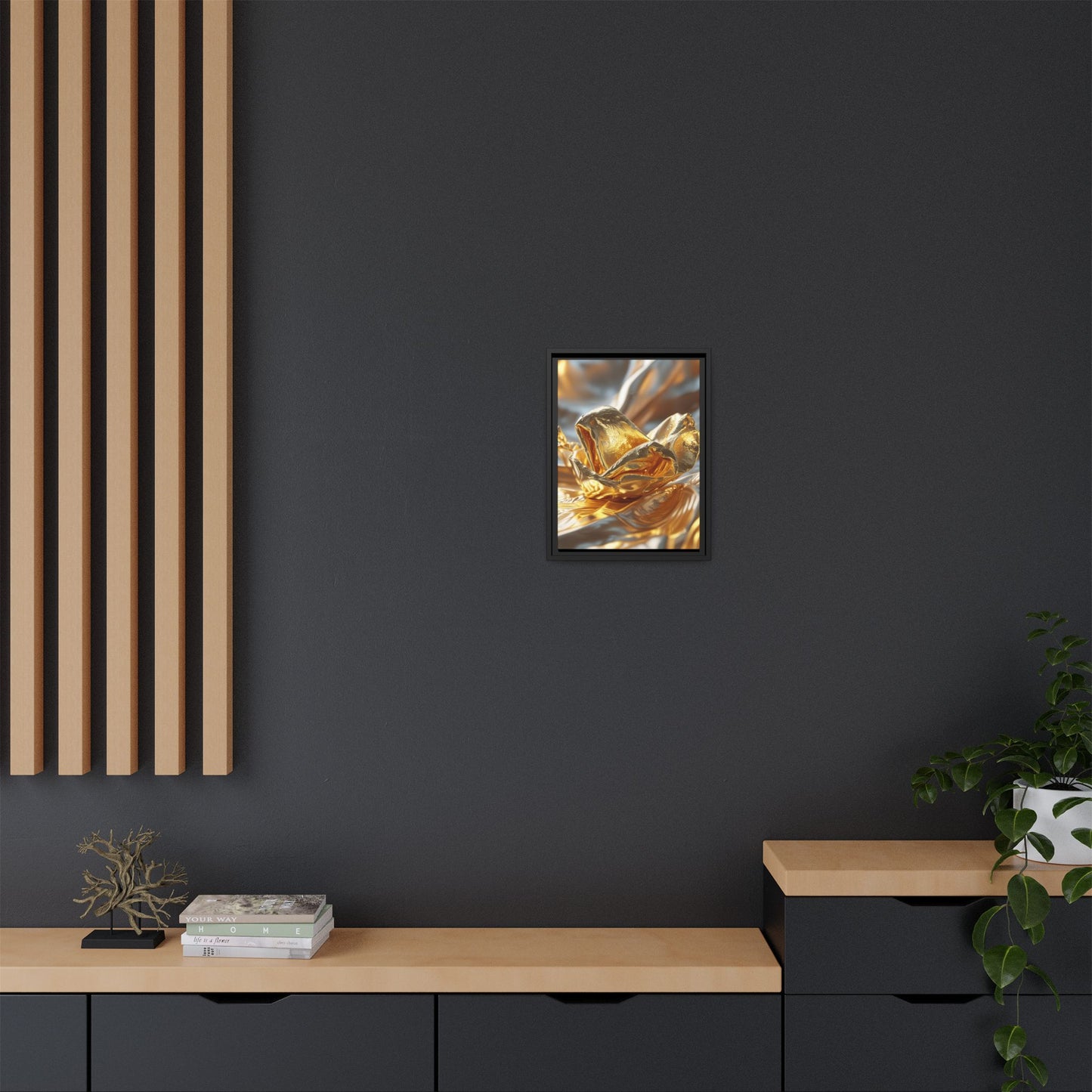 Gold Foil Rose Canvas Art - Elegant Home Decor