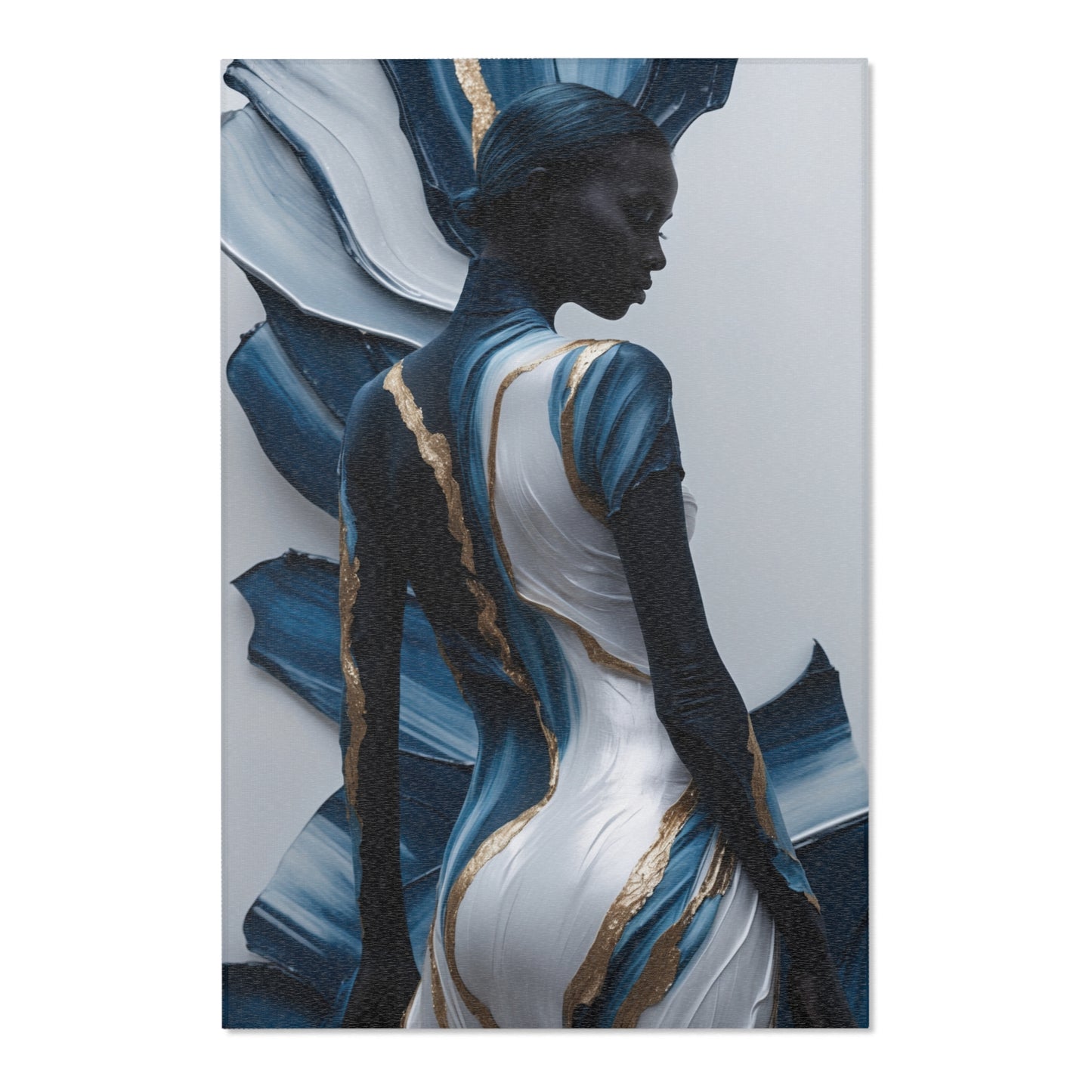 Elegant Abstract Area Rug with Gold Accents - Perfect for Home Decor