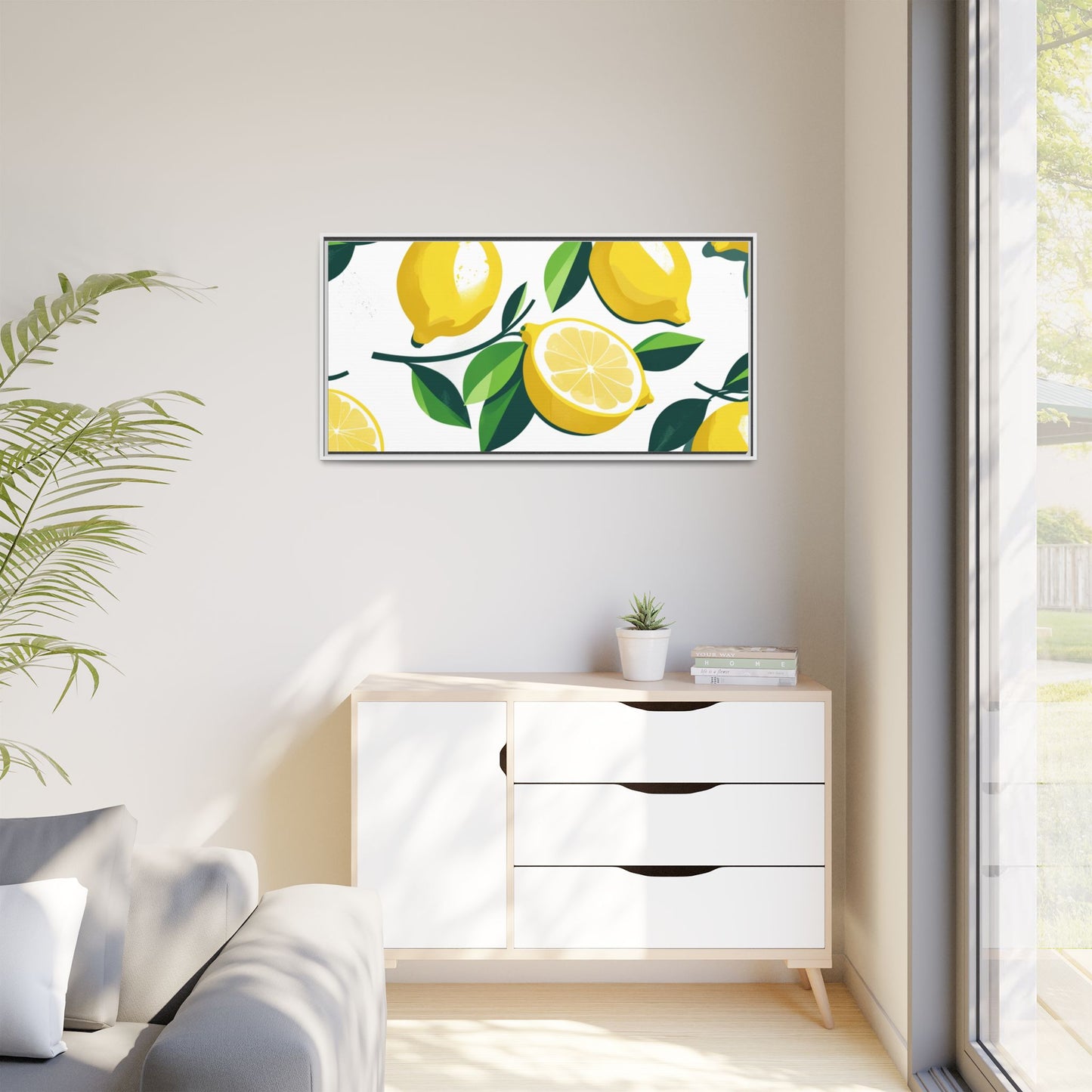 Lemon-Themed Framed Canvas Wall Art - Bright and Fresh Decor