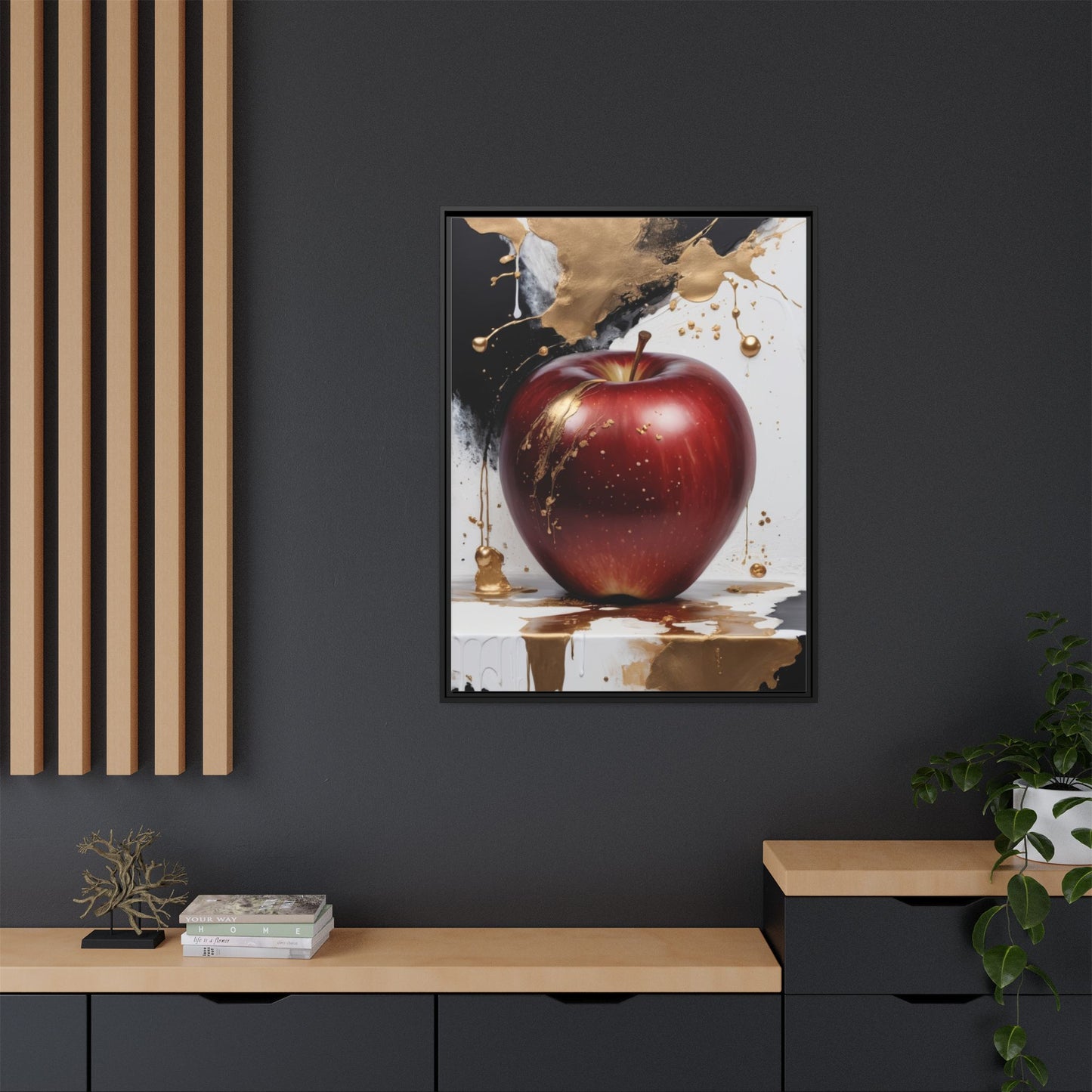 Elegant Apple Art Print - Multi-color Framed Canvas