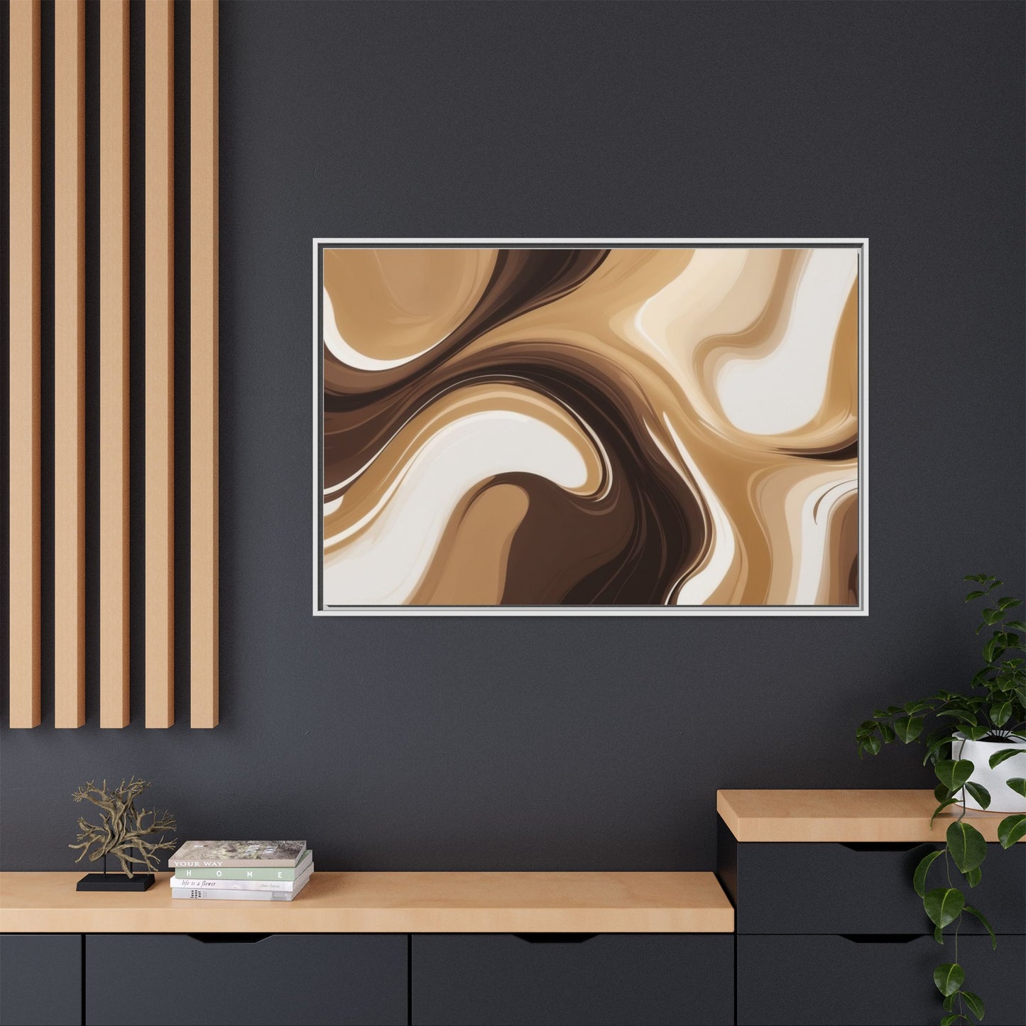 Abstract Wave Framed Canvas Art - Multi-Color Home Decor