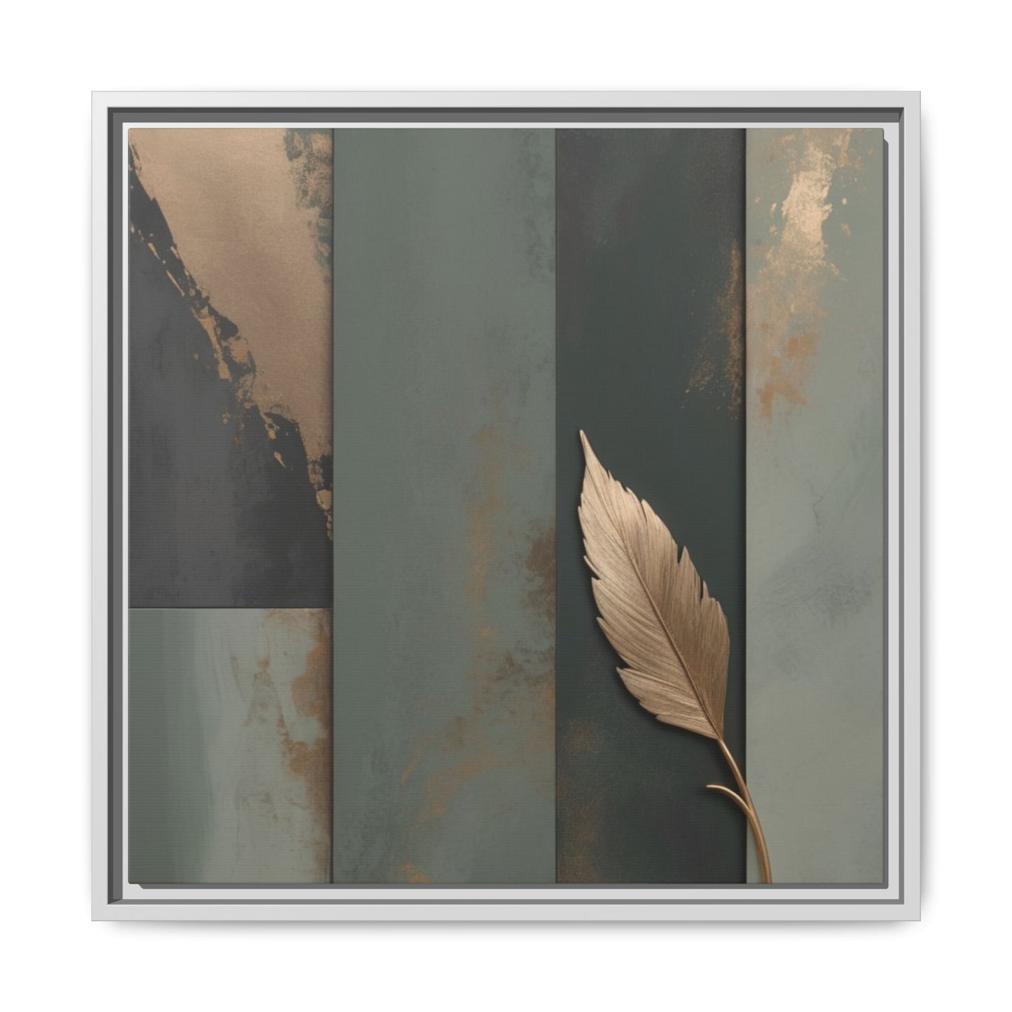 Elegant Framed Matte Canvas Wall Art - Multi-Color Leaf Design