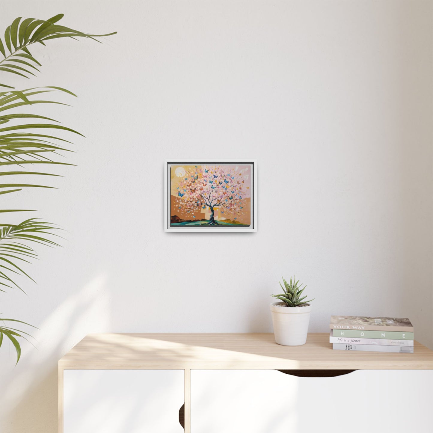 Colorful Butterfly Blossom Framed Canvas Art