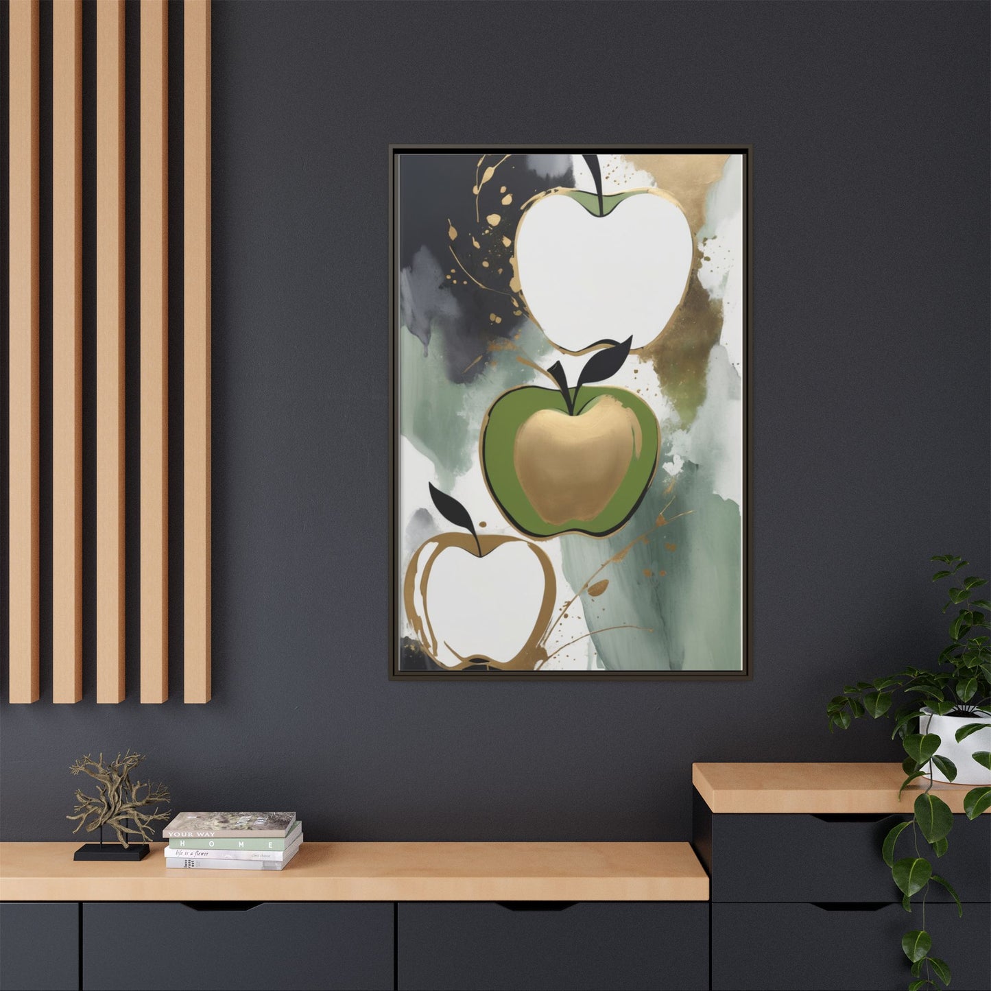 Modern Abstract Apple Canvas Art Print - Colorful Framed Wall Decor
