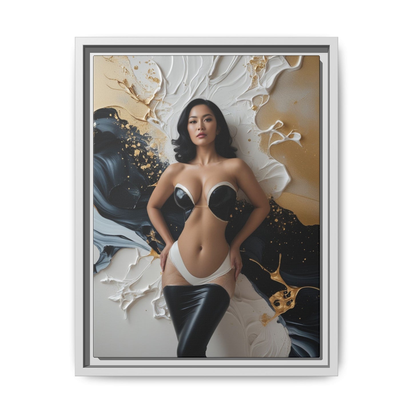 Elegant Framed Canvas Art - Multi-Color Abstract Beauty