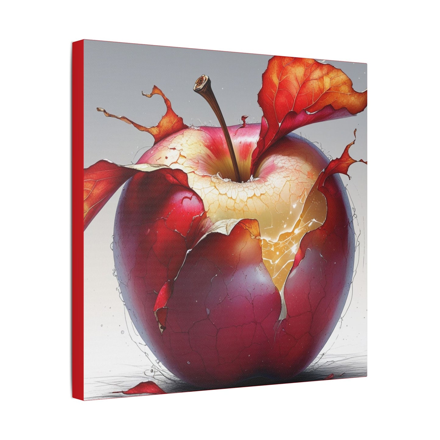 Cracked Red Apple Canvas Art – Vibrant Wall Decor for Modern Homes
