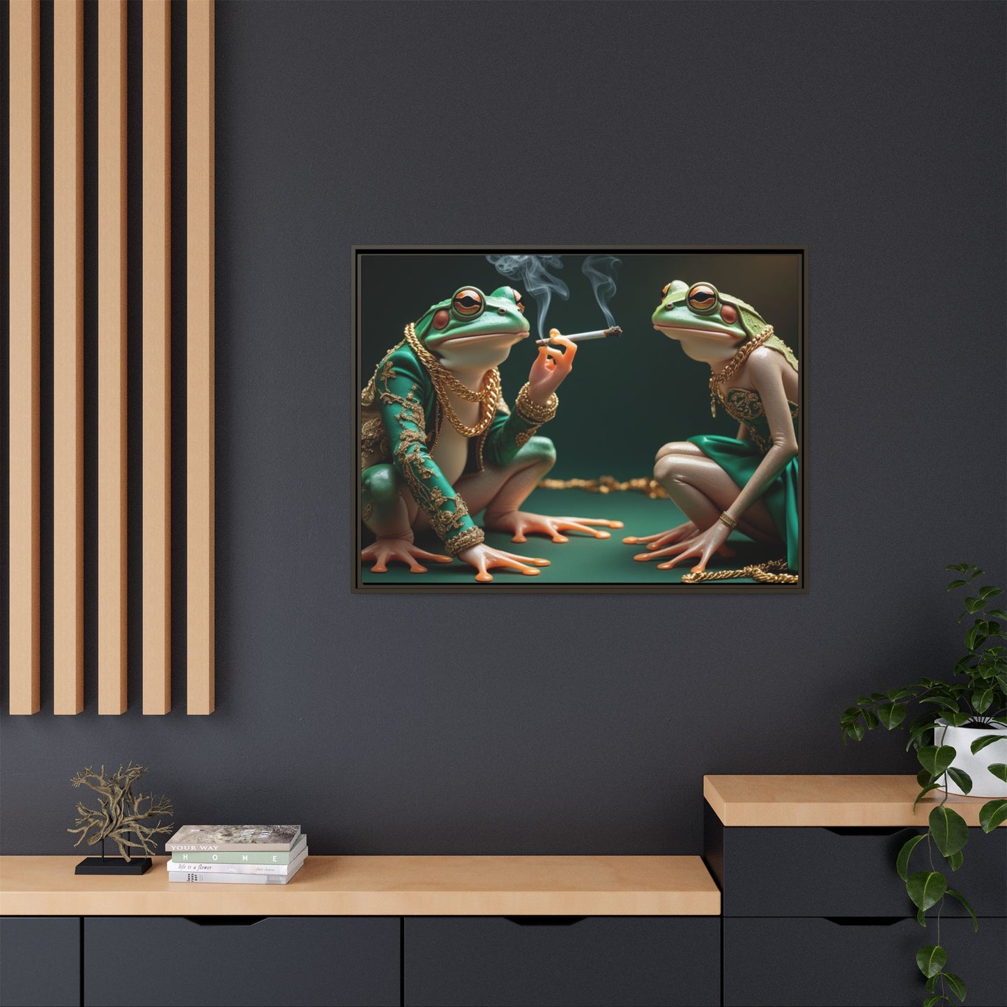 Whimsical Frog Art Print - Framed Canvas for Unique Home Decor