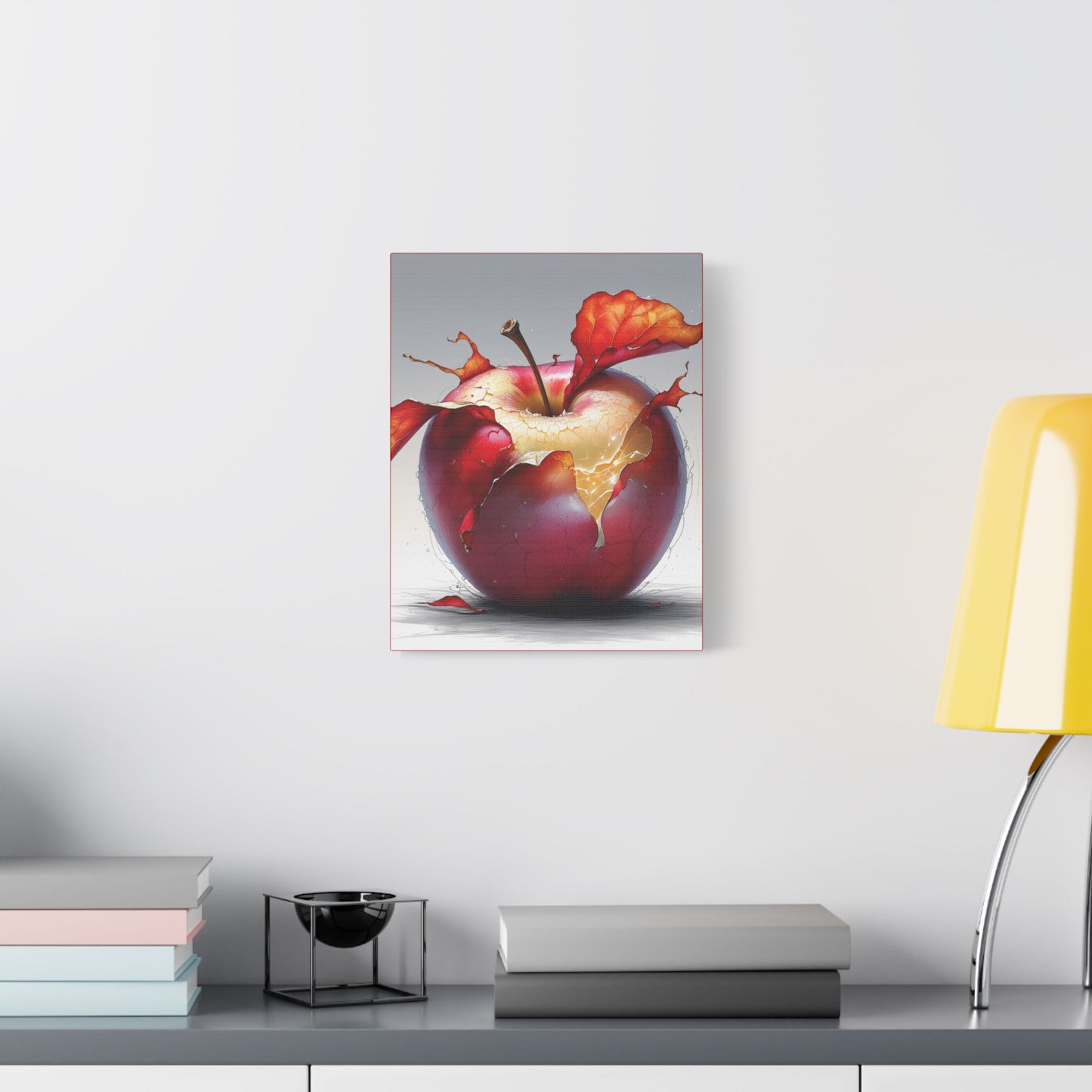 Cracked Red Apple Canvas Art – Vibrant Wall Decor for Modern Homes