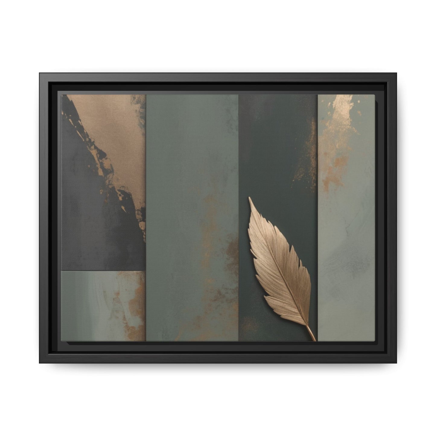 Elegant Framed Matte Canvas Wall Art - Multi-Color Leaf Design