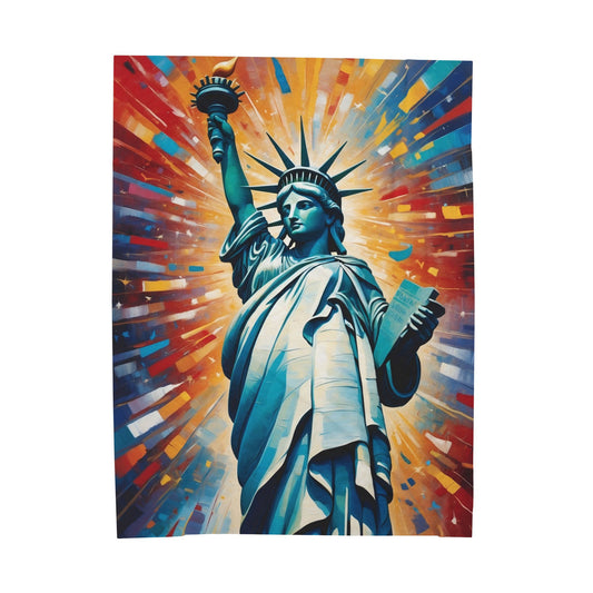 Liberty Themed Velveteen Plush Blanket - Cozy & Vibrant Home Decor
