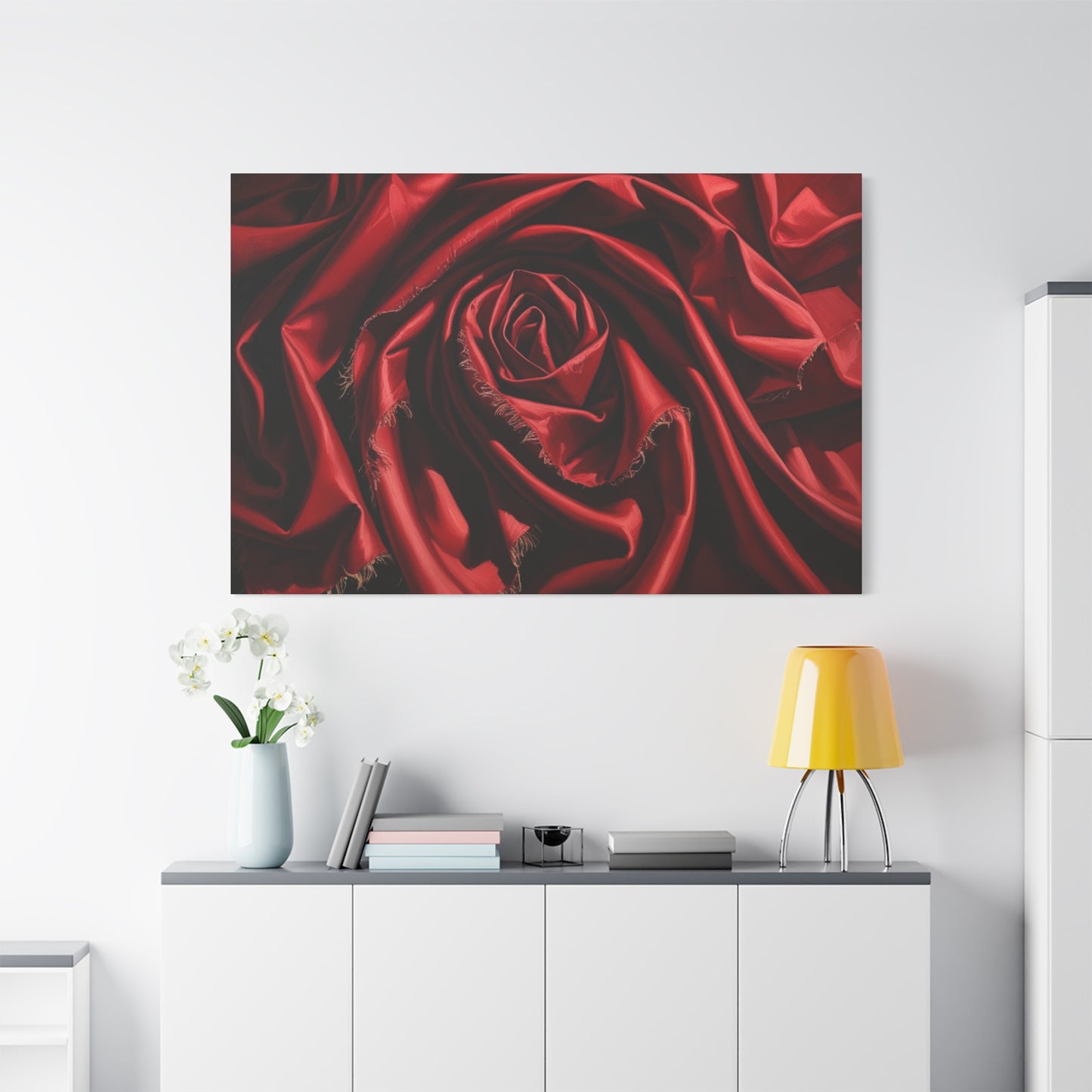 Elegant Red Rose Canvas Wall Art - Stretched Matte Decoration