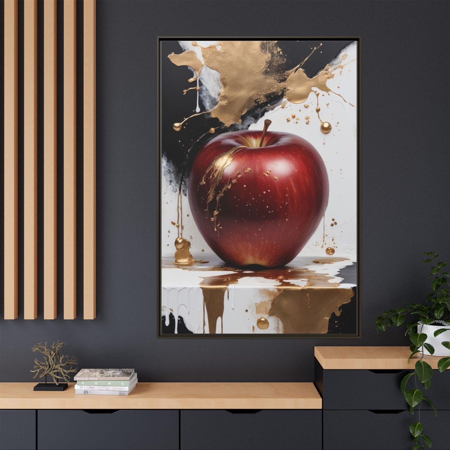 Elegant Apple Art Print - Multi-color Framed Canvas