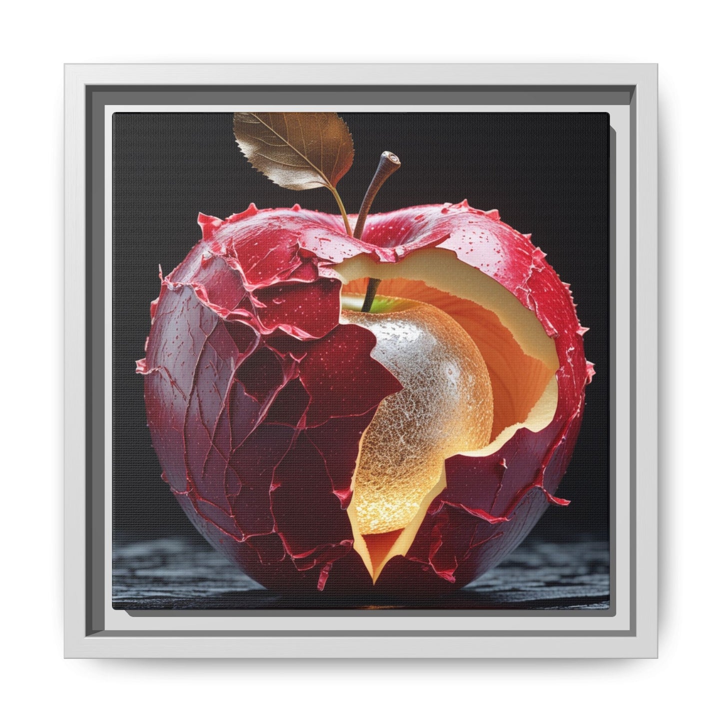 Cracked Apple Canvas Art - Modern Framed Wall Decor
