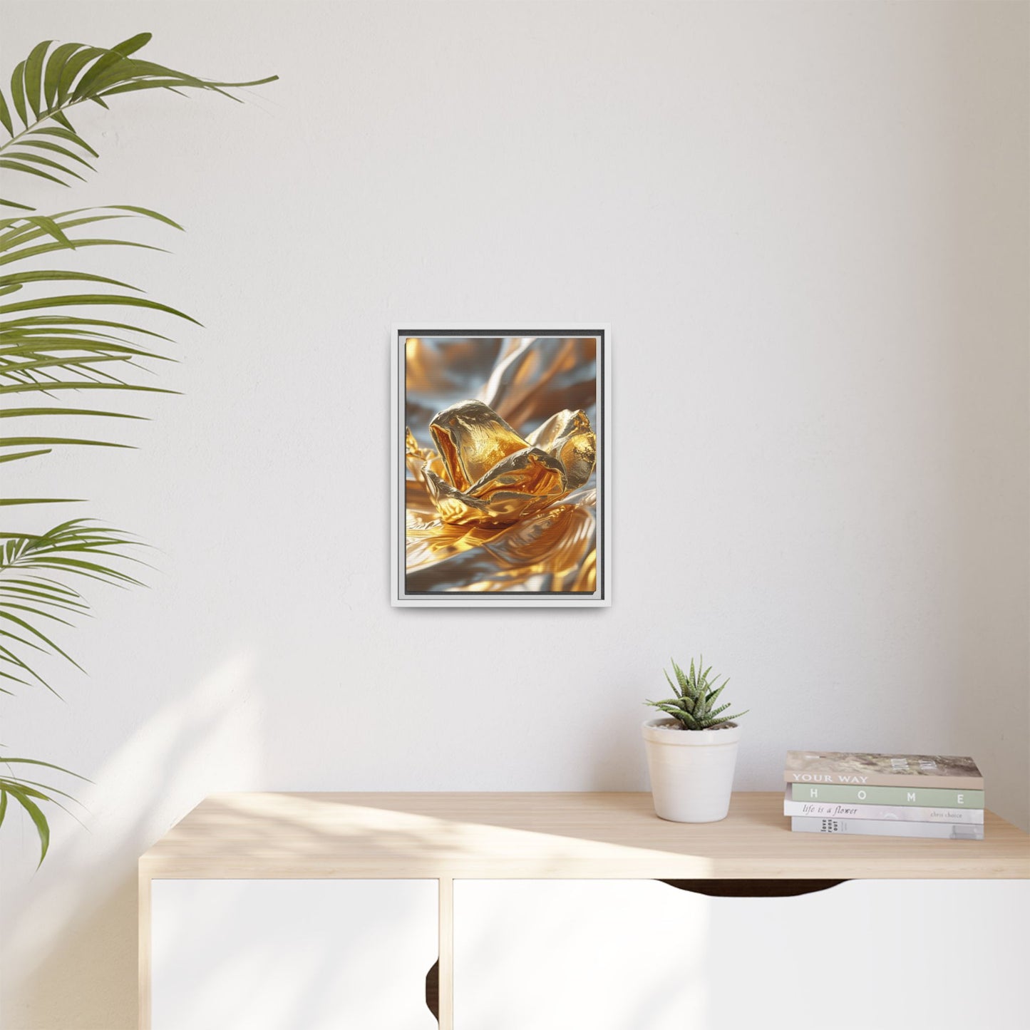 Gold Foil Rose Canvas Art - Elegant Home Decor