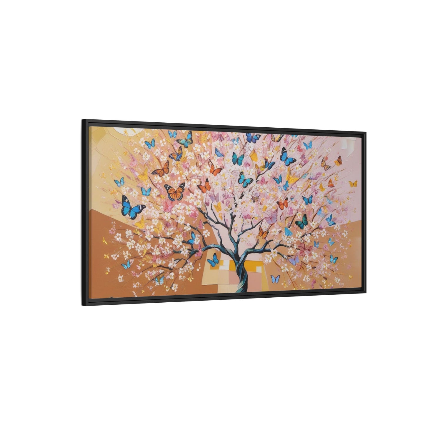 Colorful Butterfly Blossom Framed Canvas Art