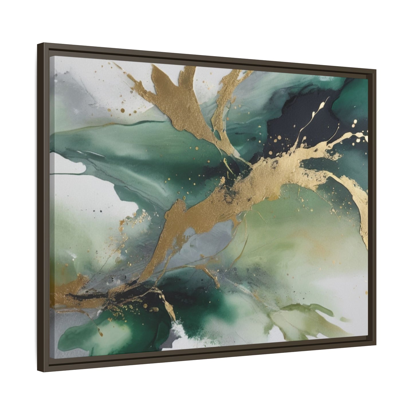 Elegant Abstract Framed Canvas Wall Art - Multi-Color Gold Accents